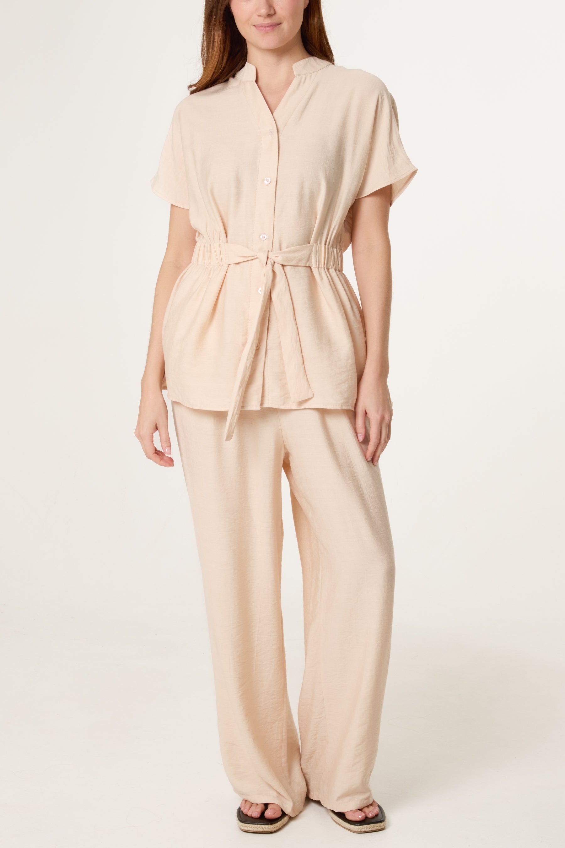 Belted Short Sleeve Shirt & Trouser Co-Ord