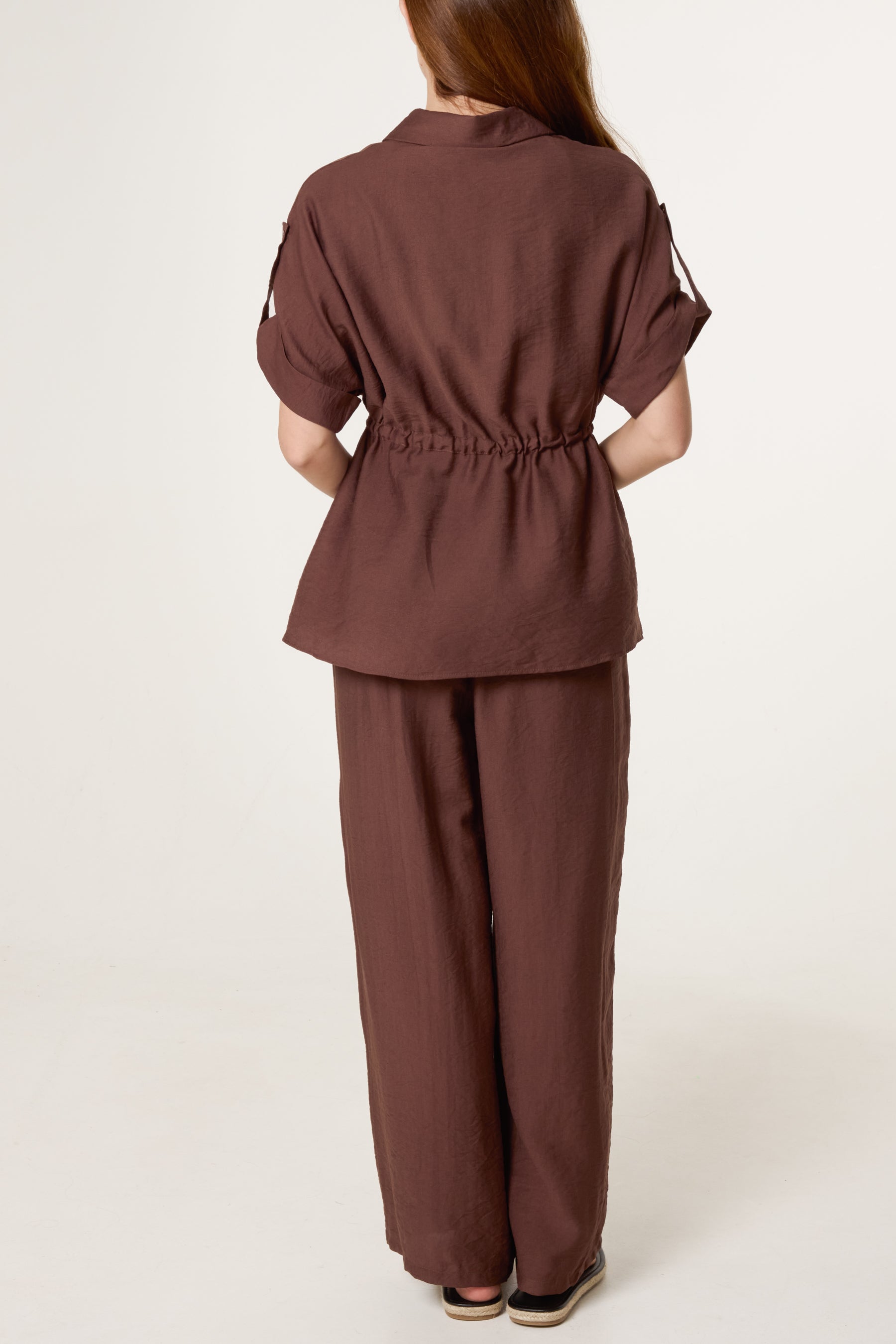 Cinched Short Sleeve Shirt & Trouser Co-Ord
