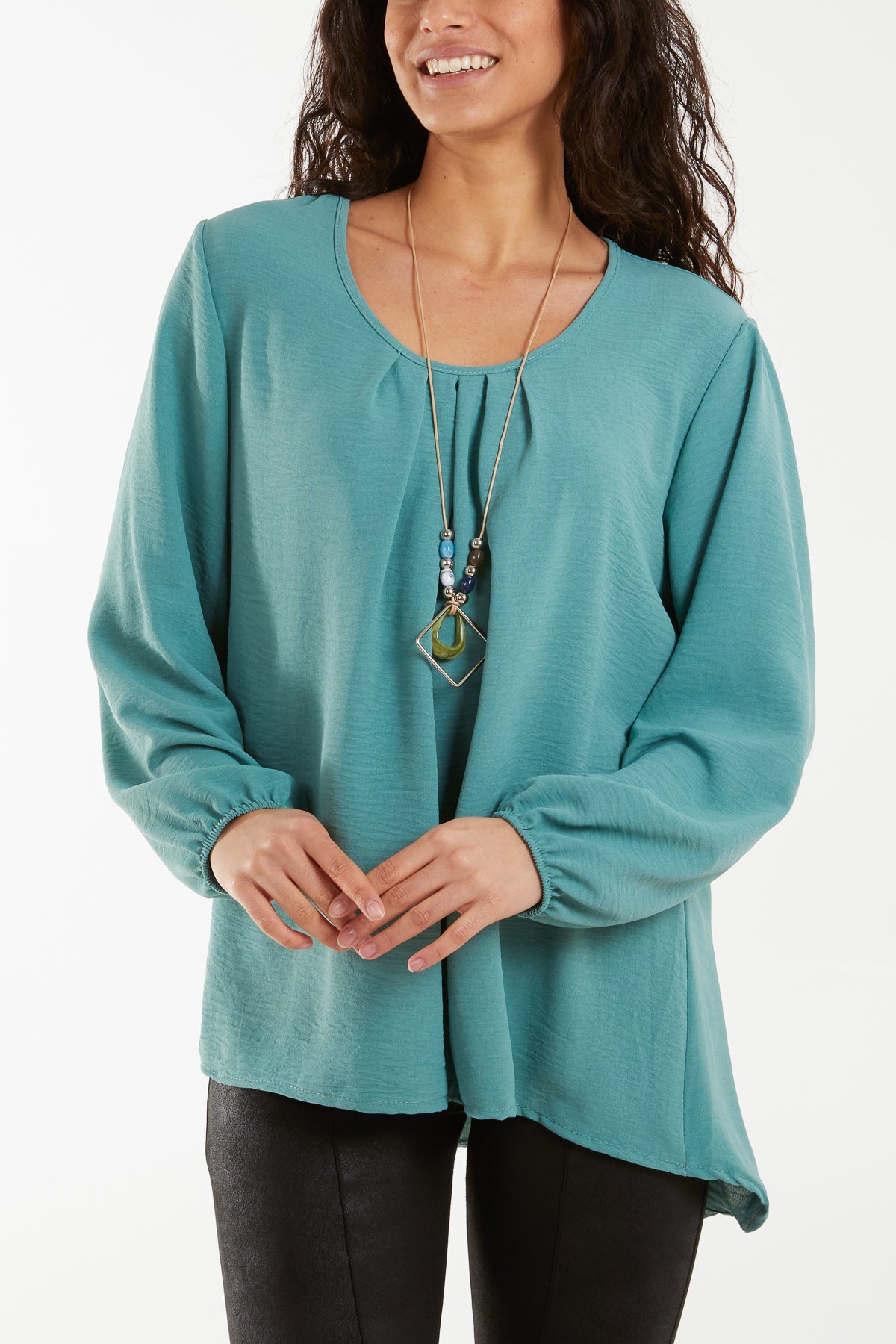 Scoop Neck Necklace Blouse