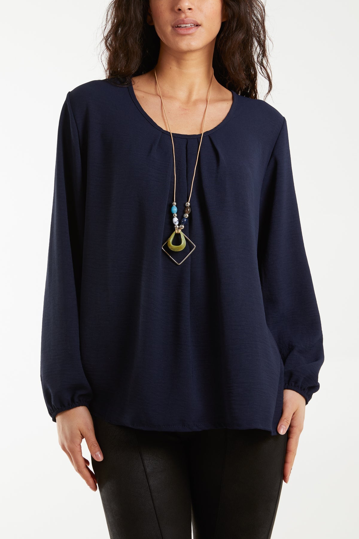Scoop Neck Necklace Blouse