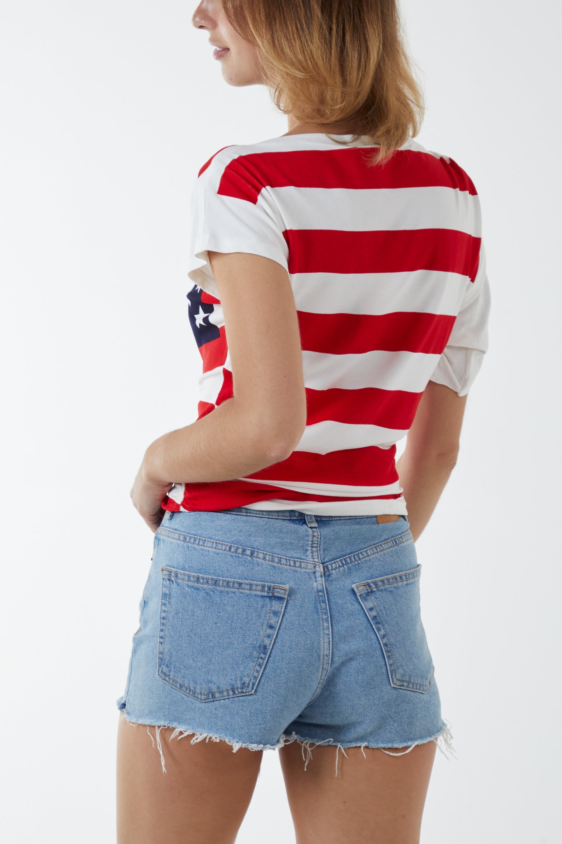 USA Crew Neck Tie Side Top