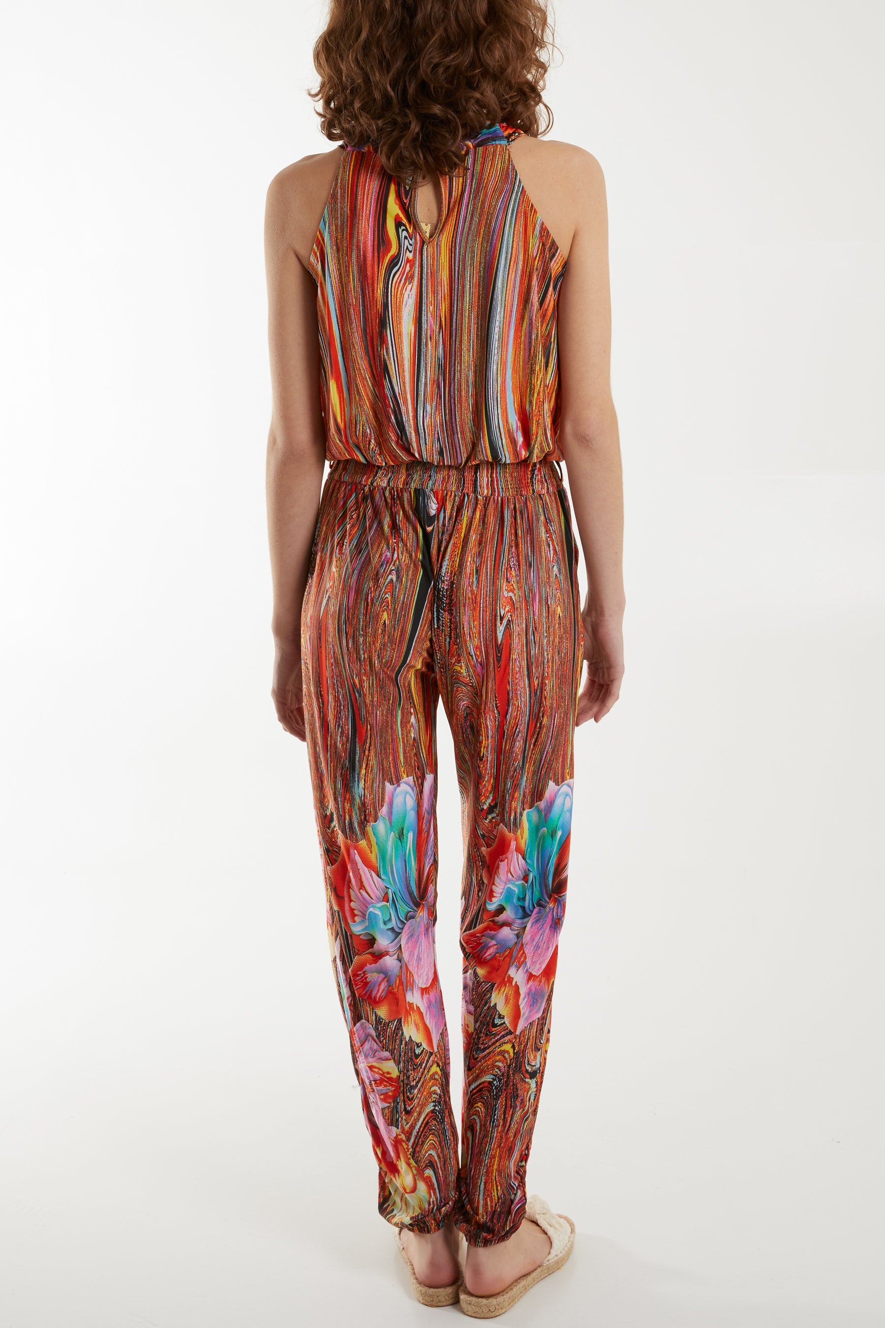 Multi Print Halterneck Jumpsuit
