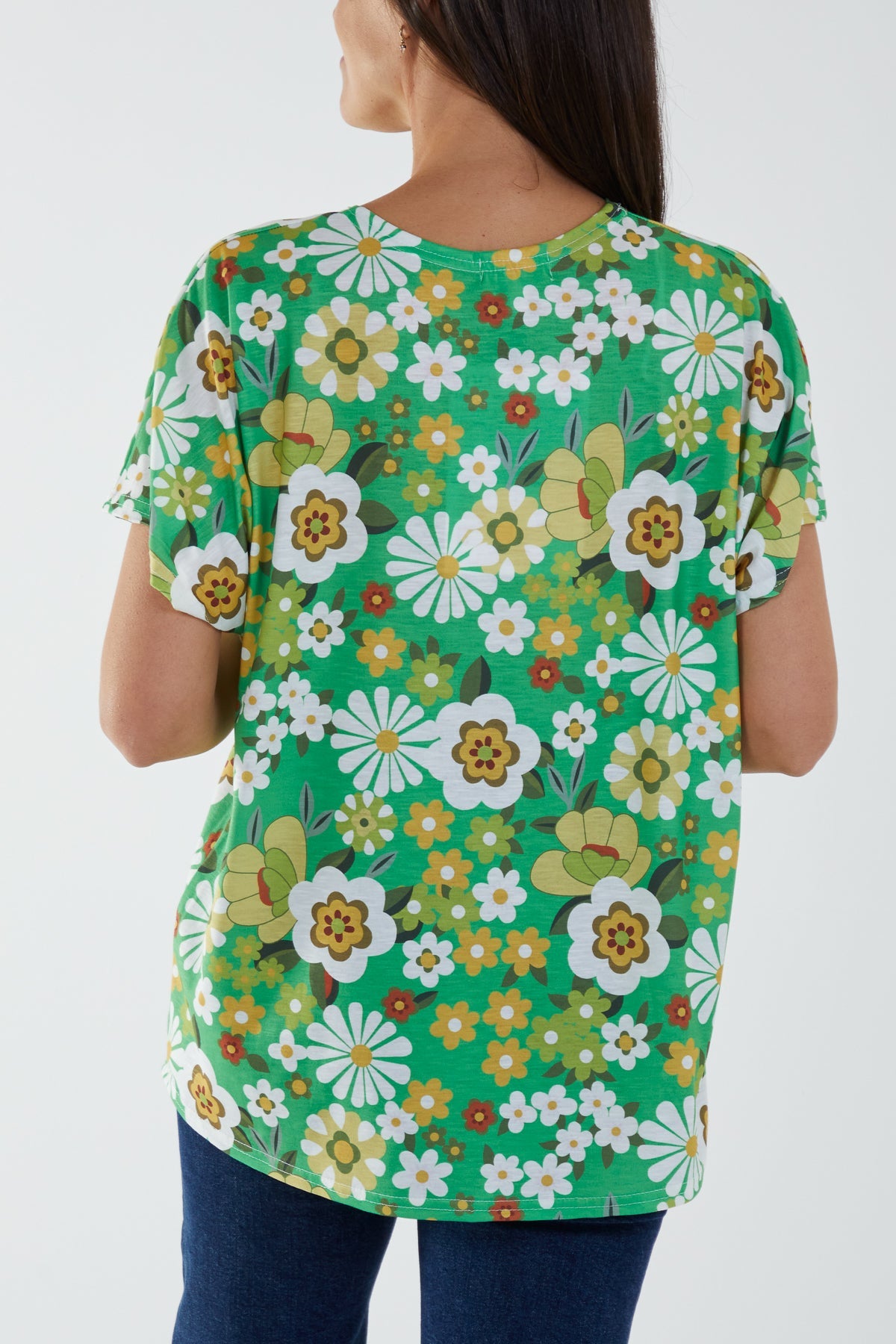 Cartoon Flower Print Boxy Tee Top