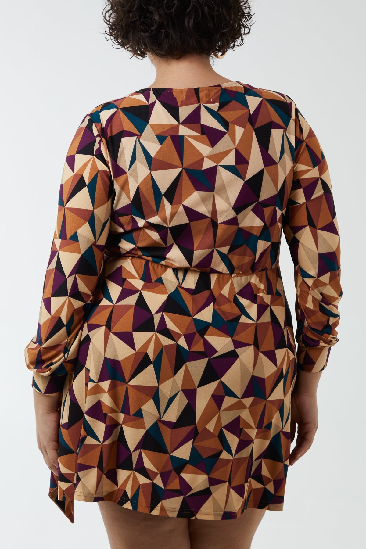 Curve Geometric Fixed Wrap Skater Dress