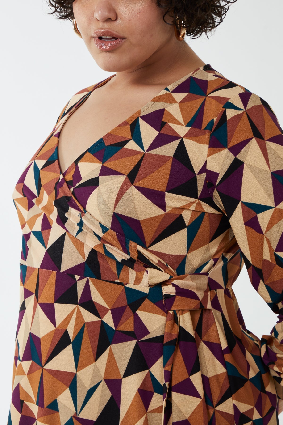 Curve Geometric Fixed Wrap Skater Dress