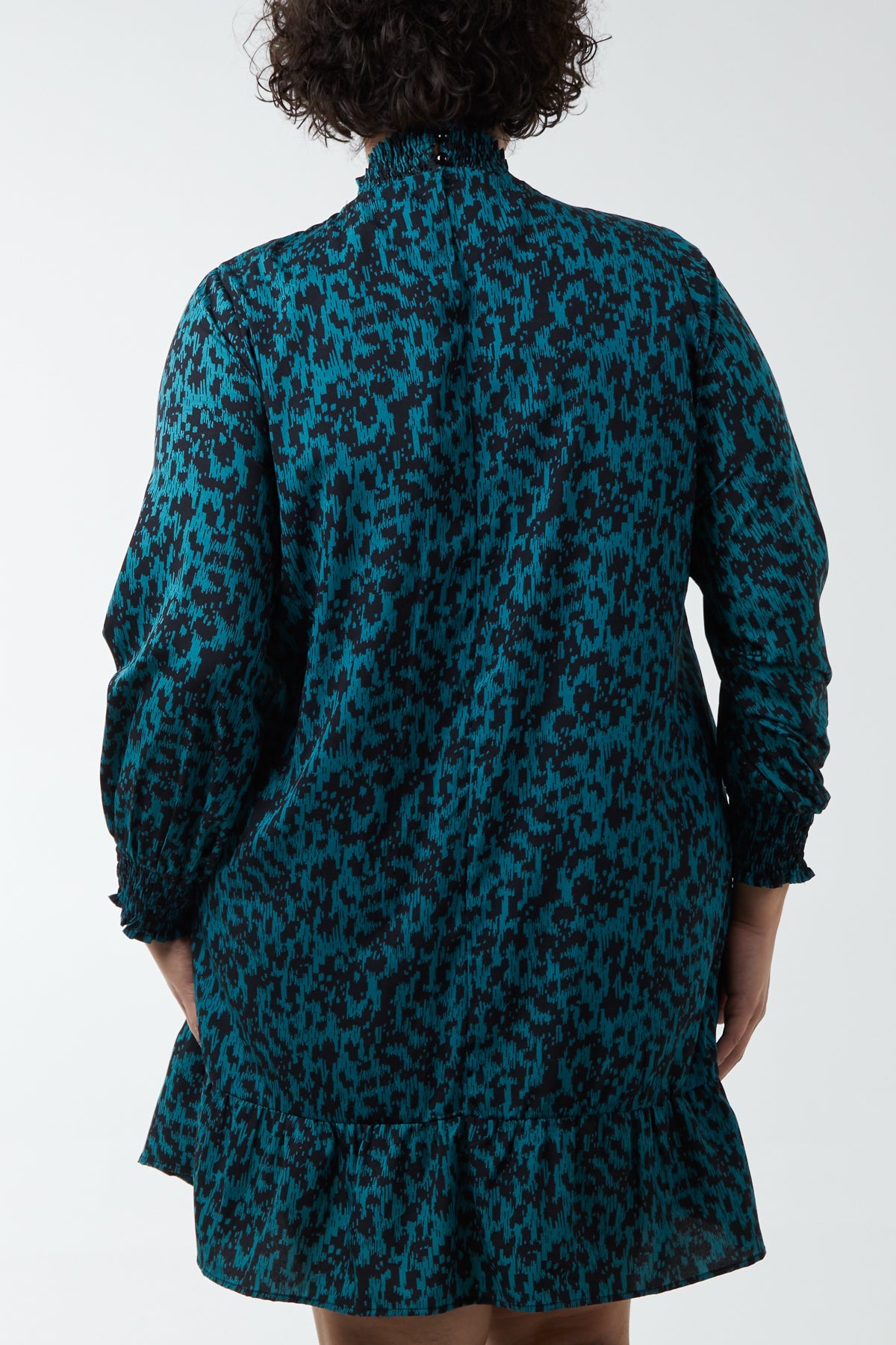 Curve Abstract Animal Print High Neck Mini Shift Dress