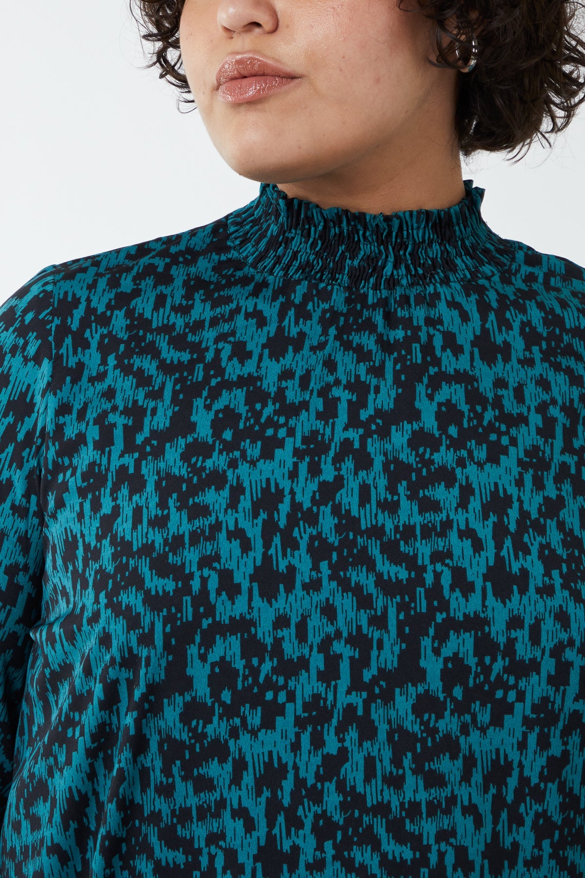 Curve Abstract Animal Print High Neck Mini Shift Dress