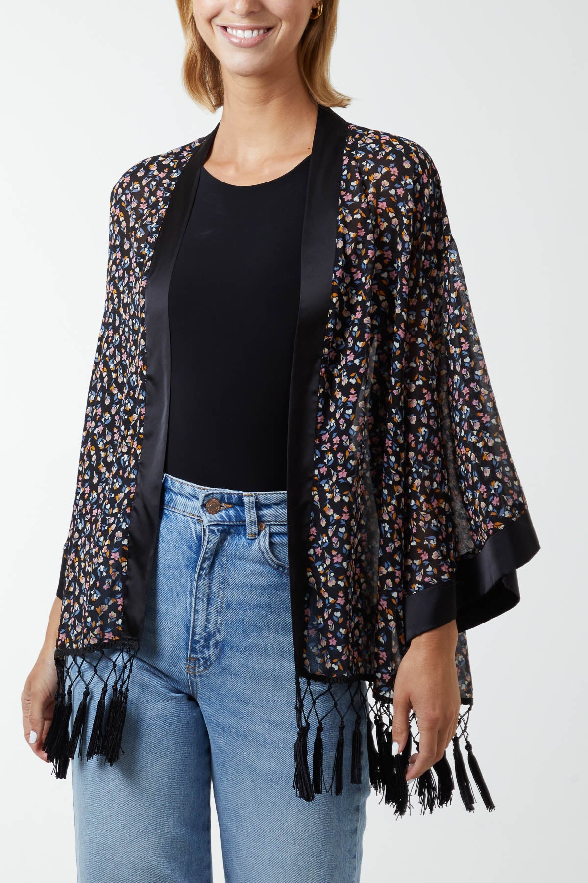 Ditsy Floral Tassel Kimono