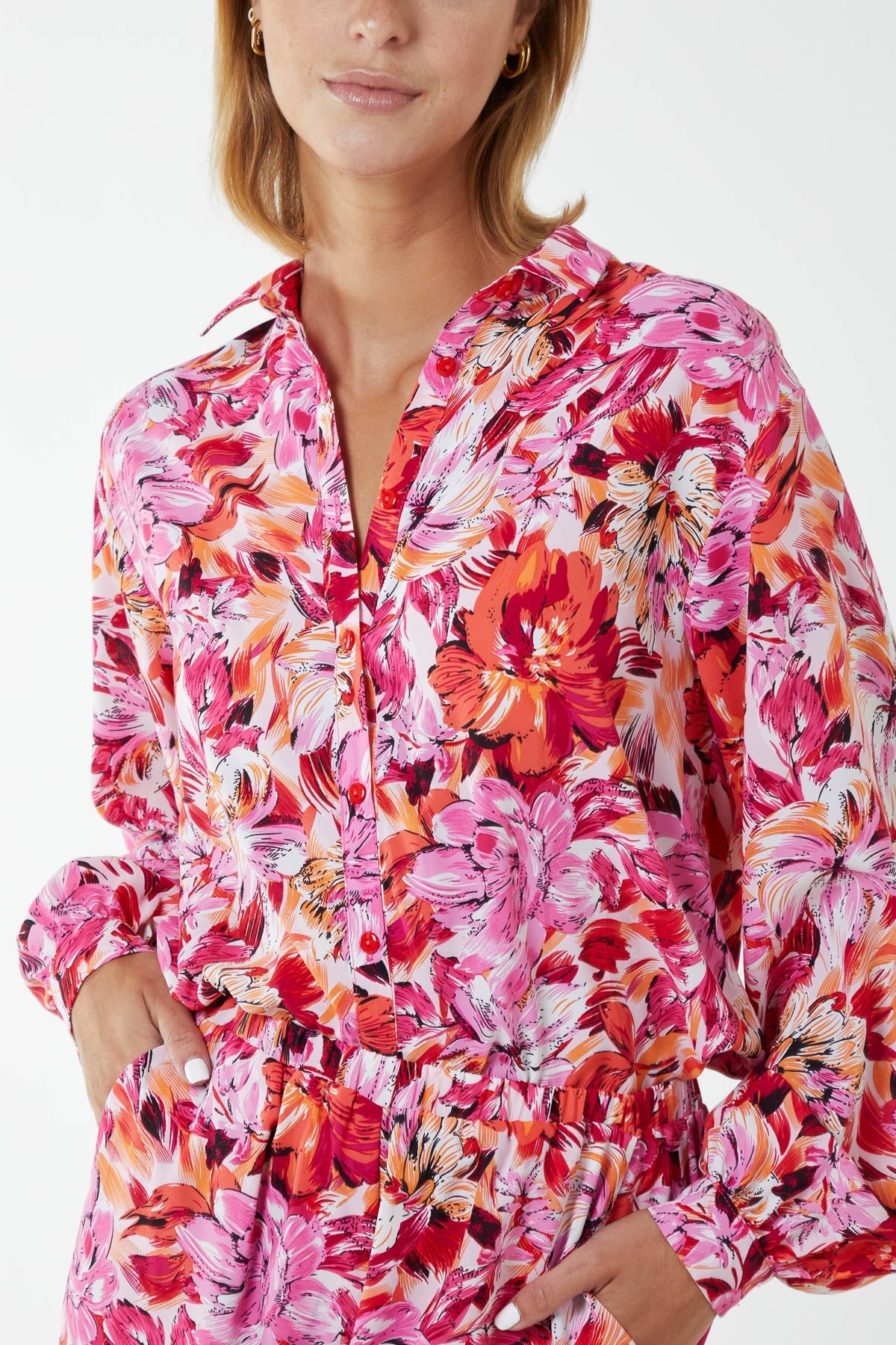 Floral Oversized Shirt And Wide Leg Trousers Co-Ord
