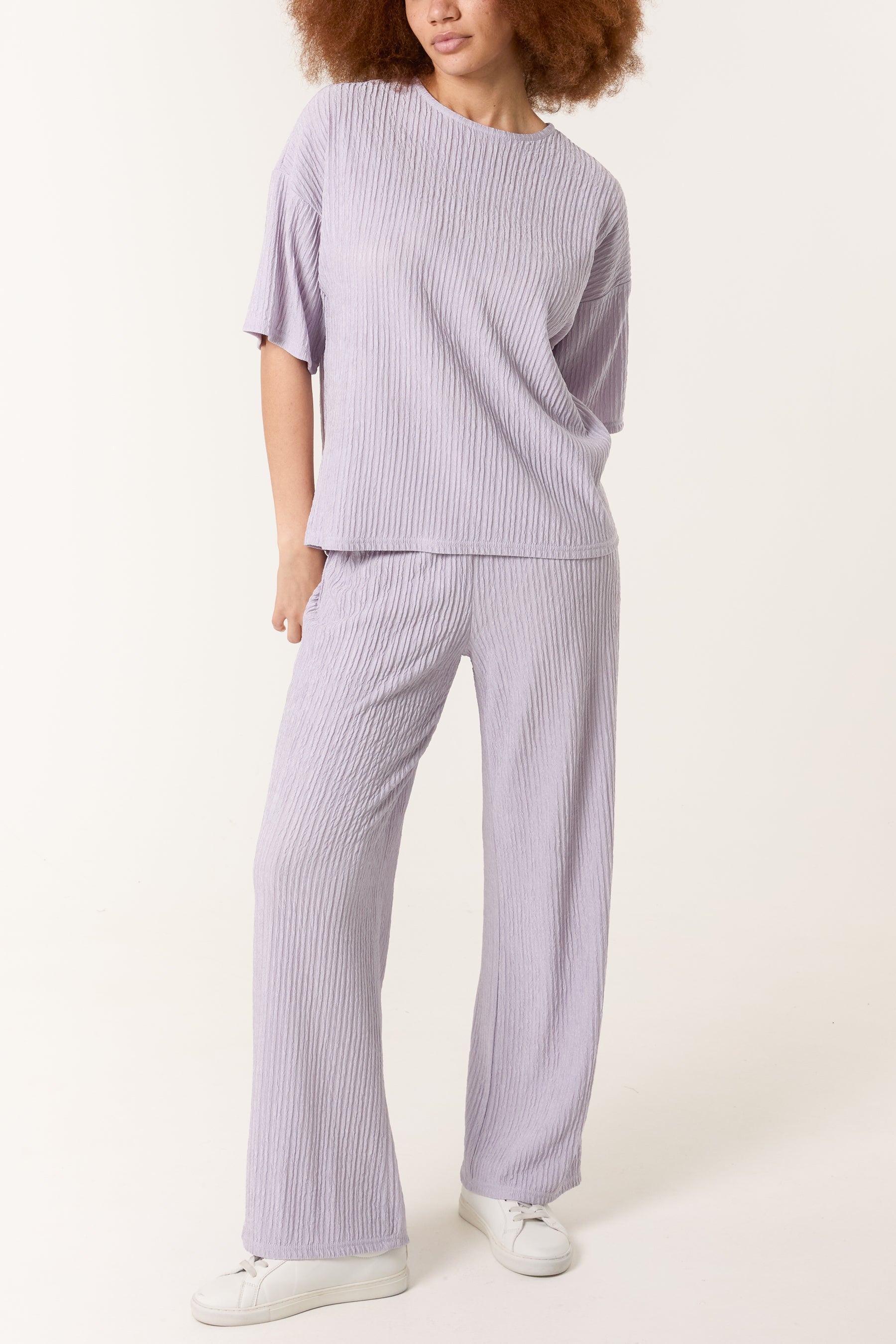 Textured T-Shirt & Trouser Set
