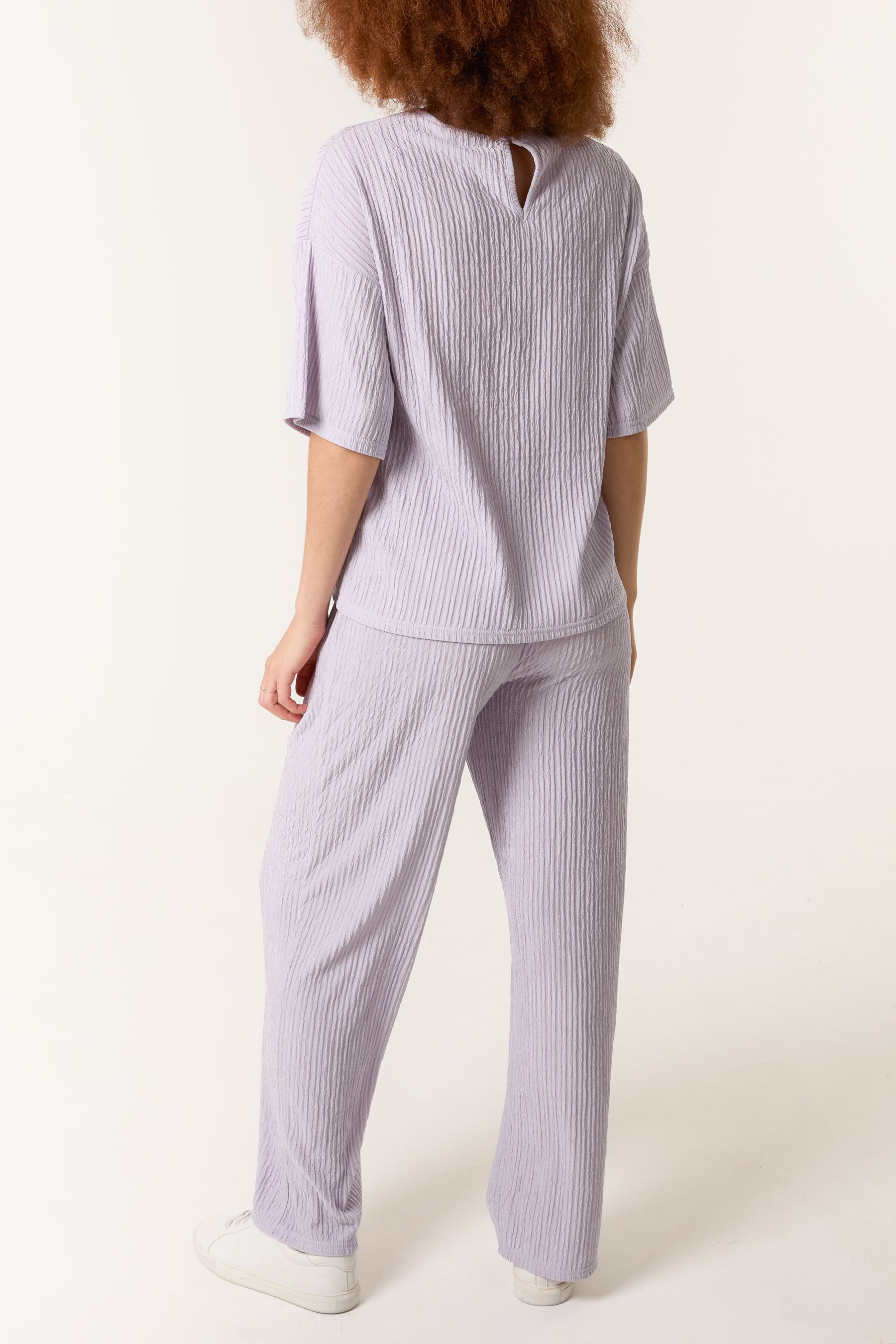 Textured T-Shirt & Trouser Set