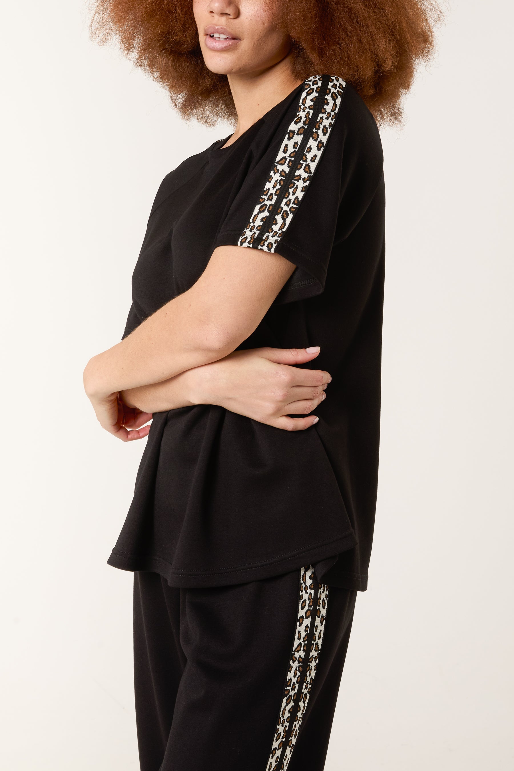 Leopard Side Stripe Top & Jogger Set