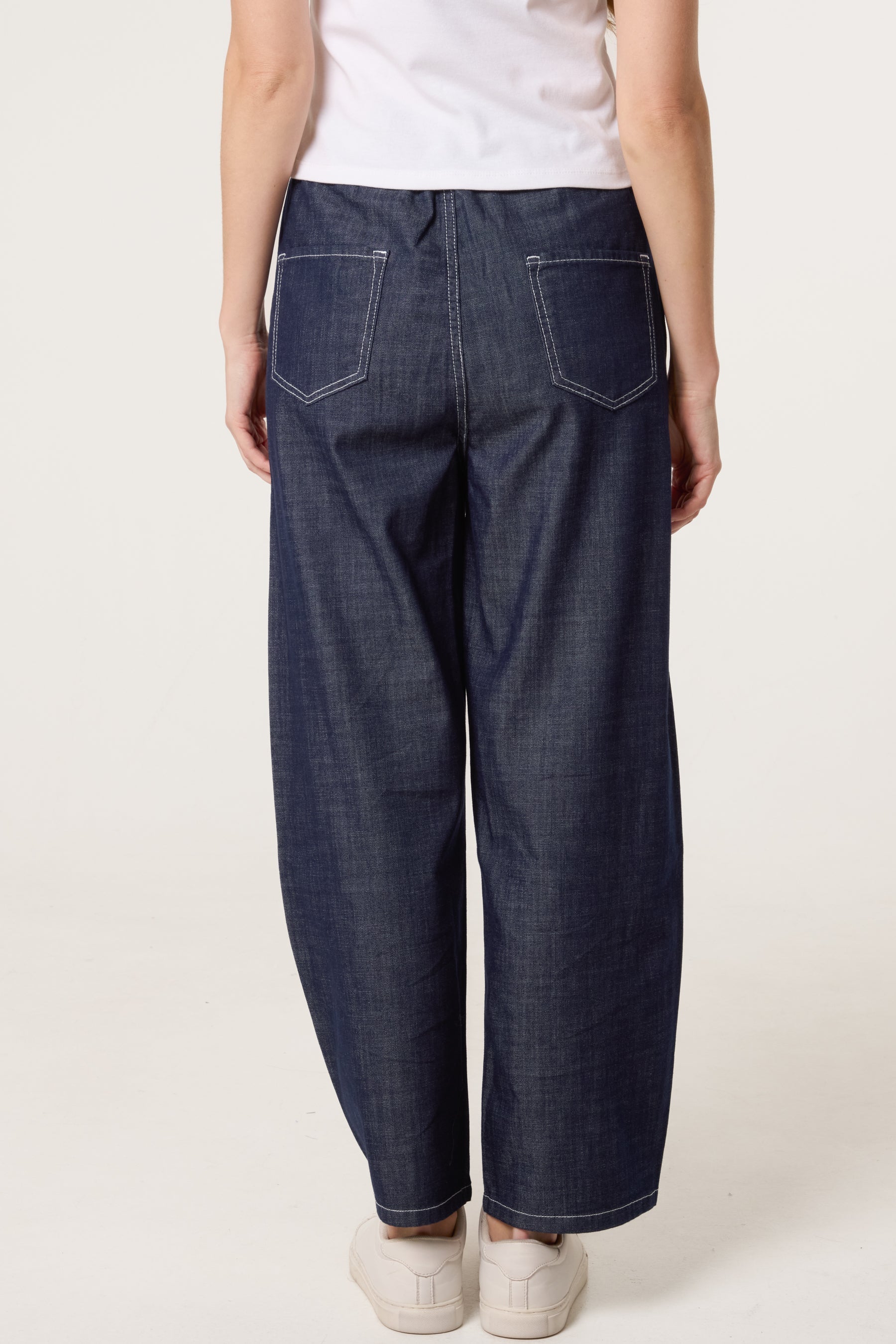 Elastic Waist Seam Detail Jeans