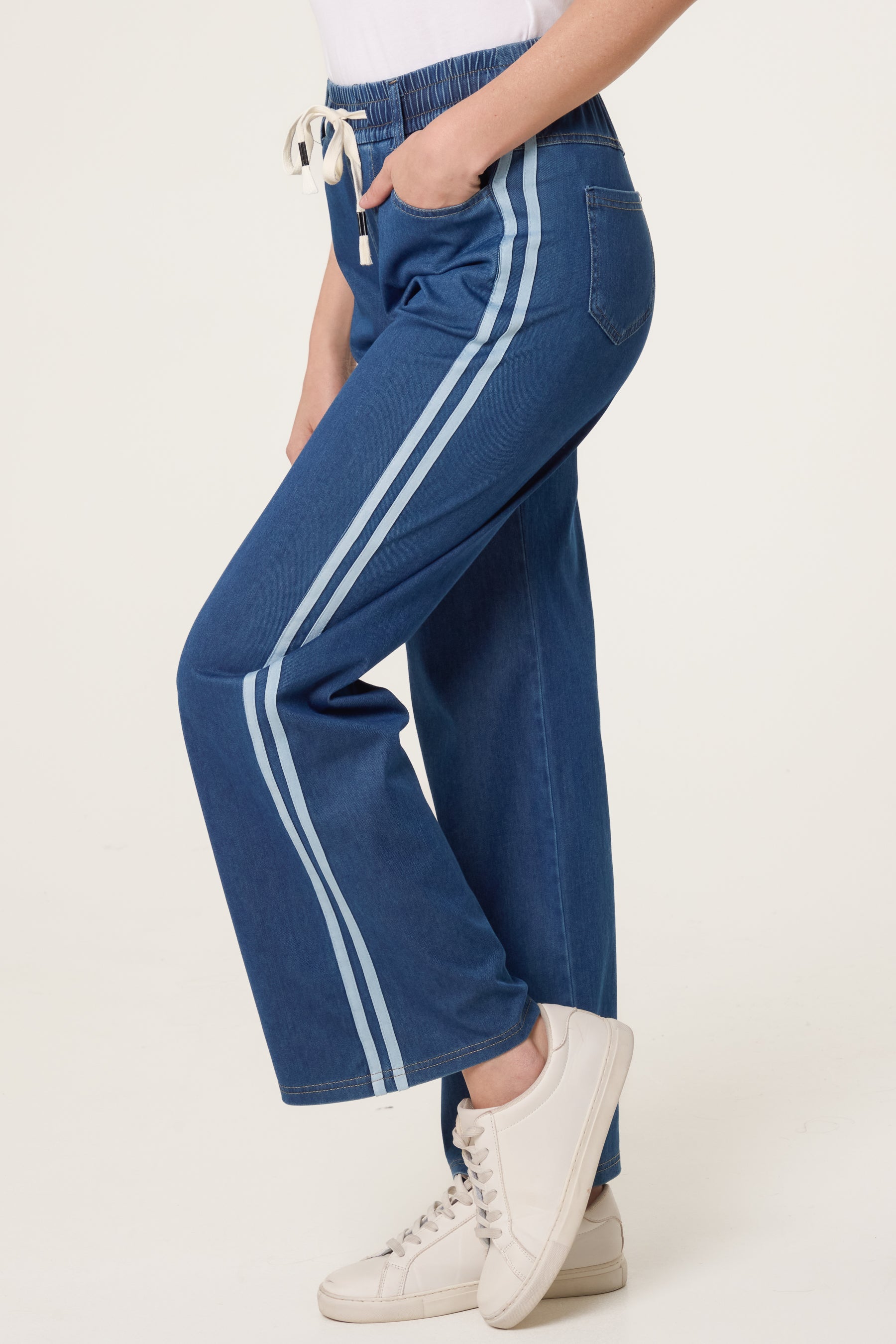 Side Stripe Drawstring Jeans