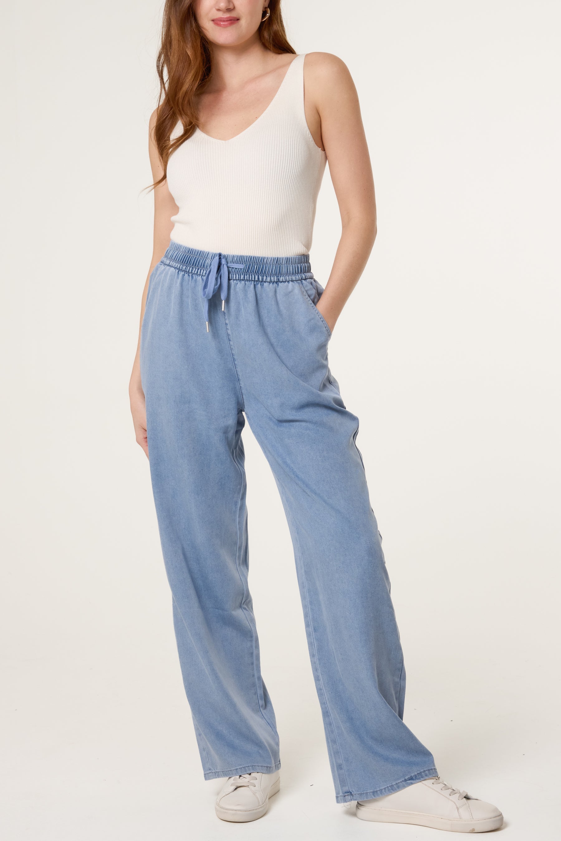 Acid Wash Elastic Waist Jeans