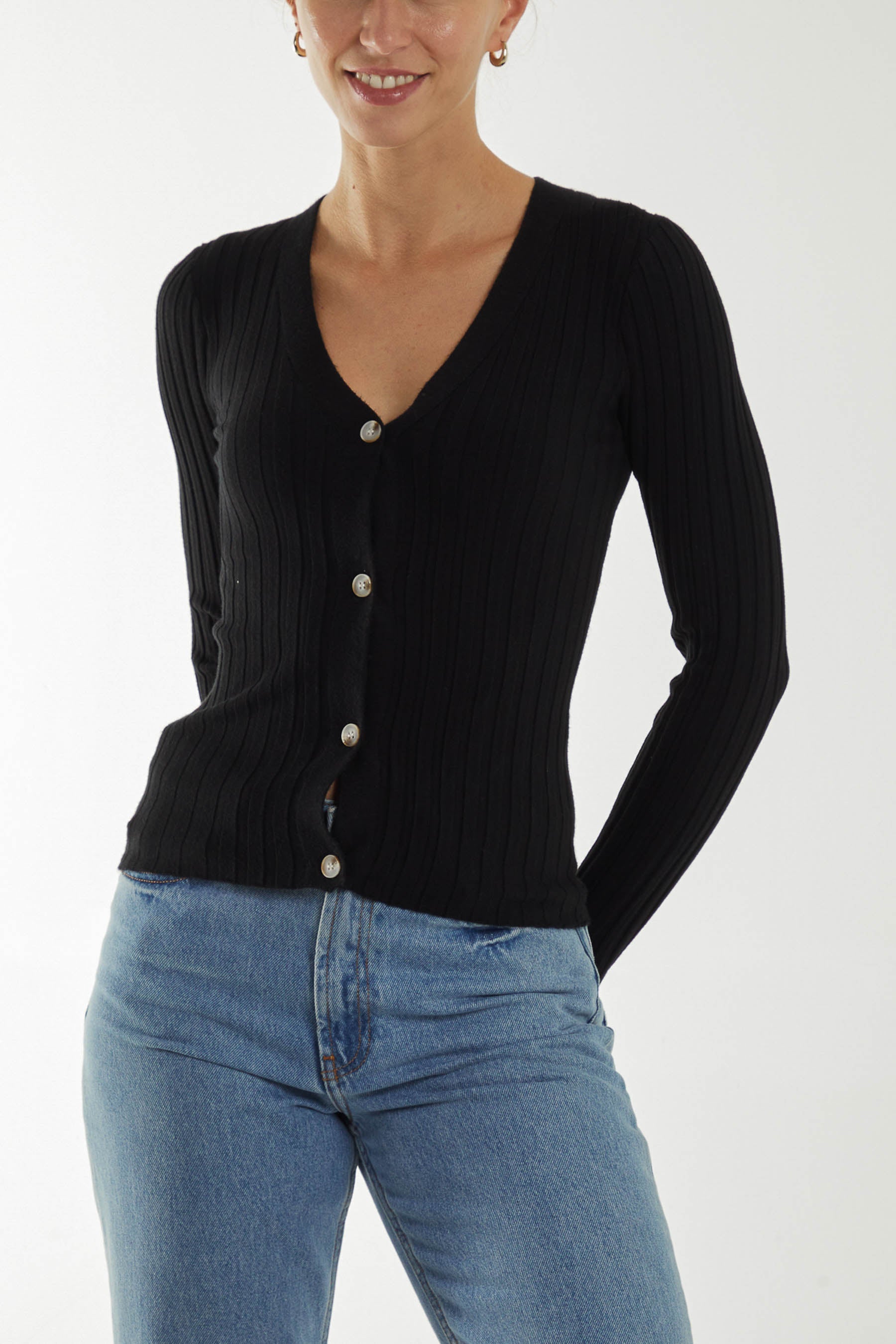 Basic Rib Knit Crop Cardigan