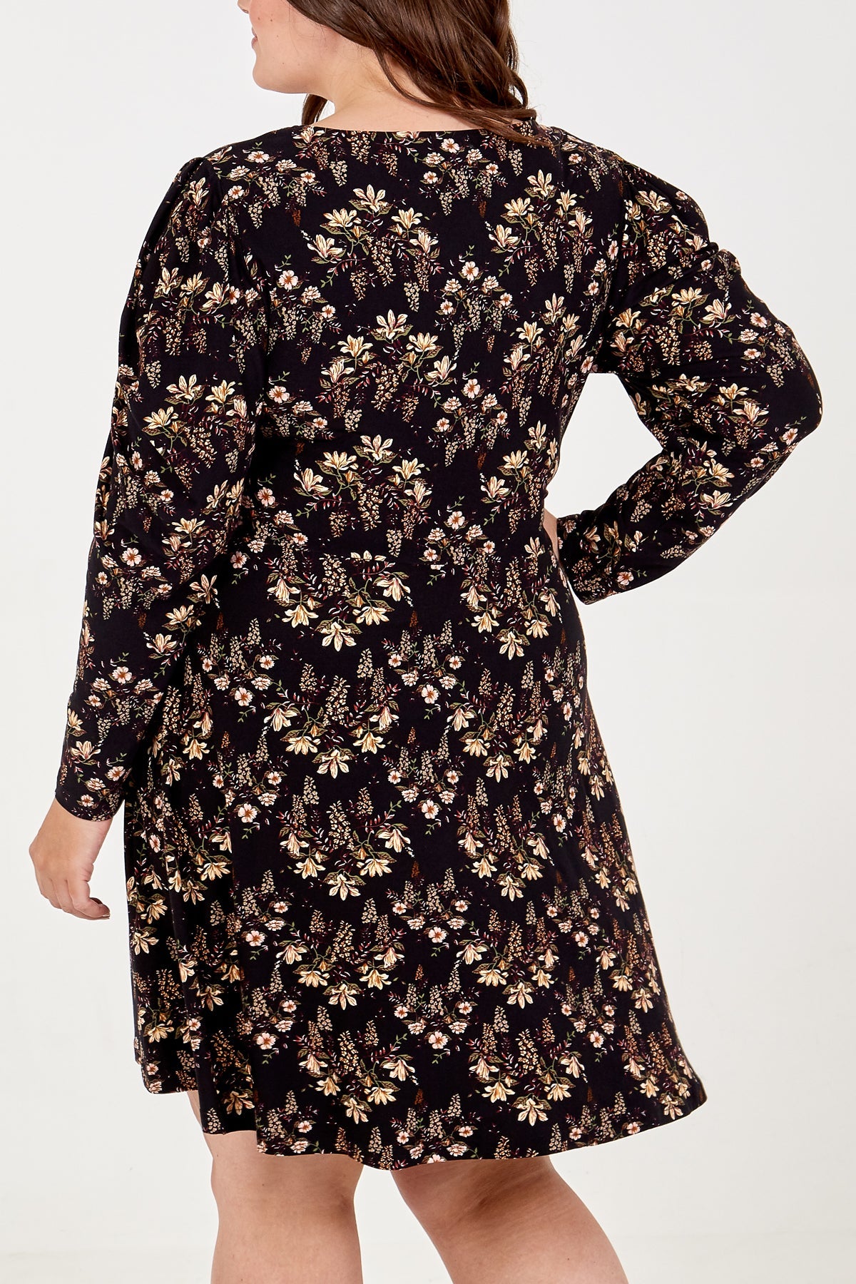 Curve Square Neck Floral Mini Dress