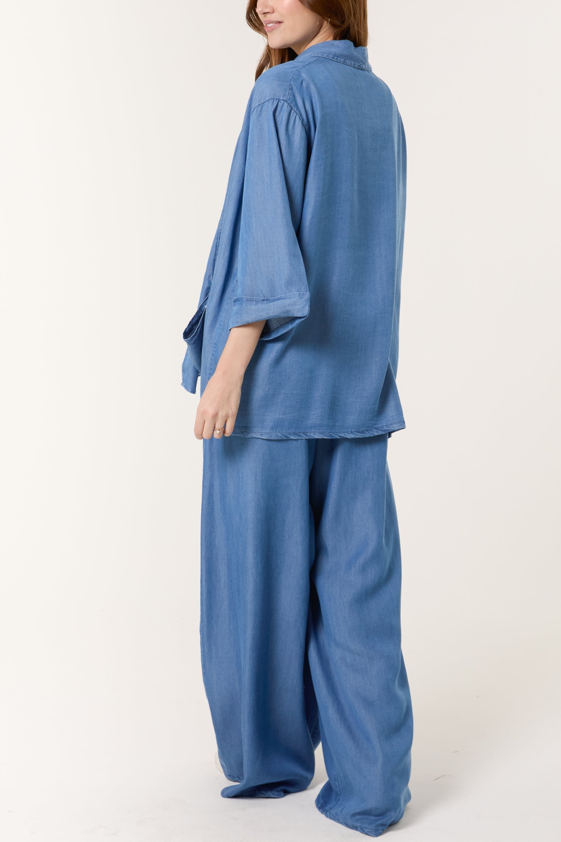 Floaty Denim Pockets Kimono Jacket