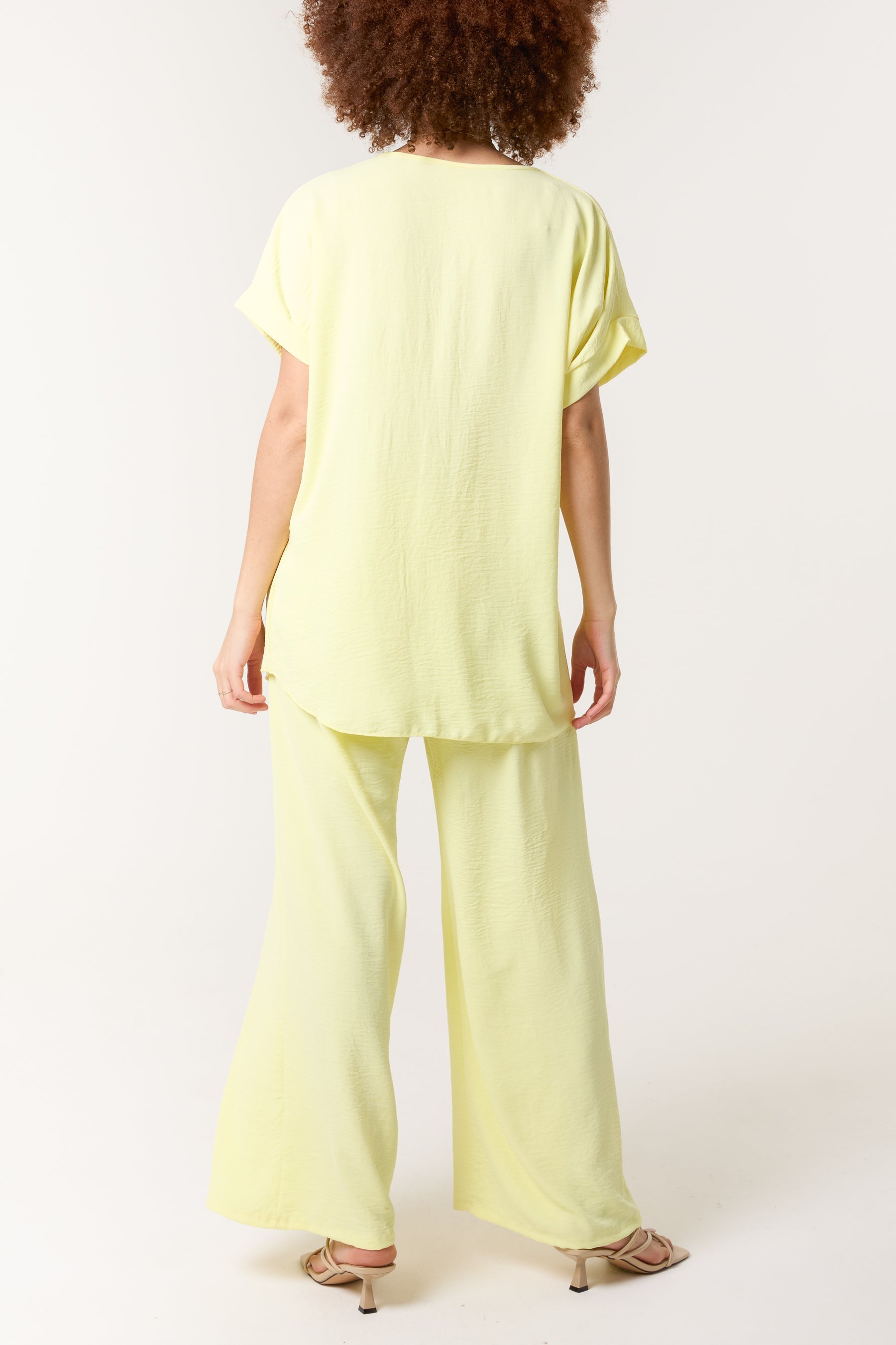 Necklace V-Neck Wide Leg Trousers Set