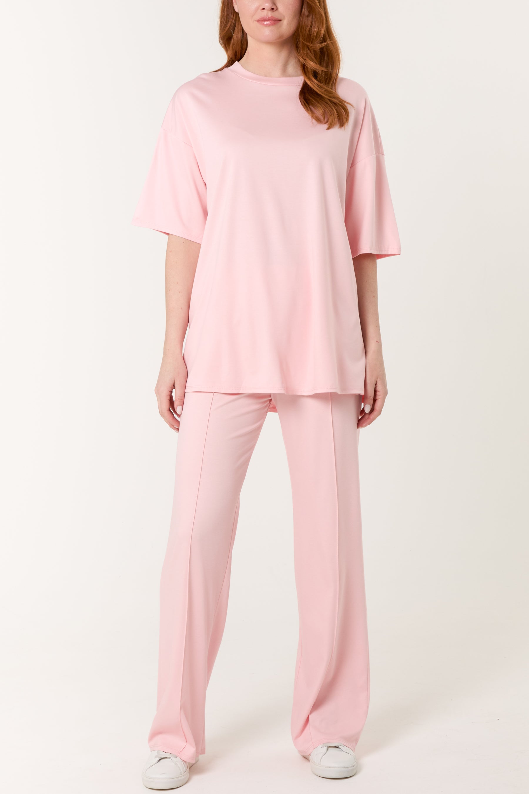 Short Sleeve Top Crease Trouser Set