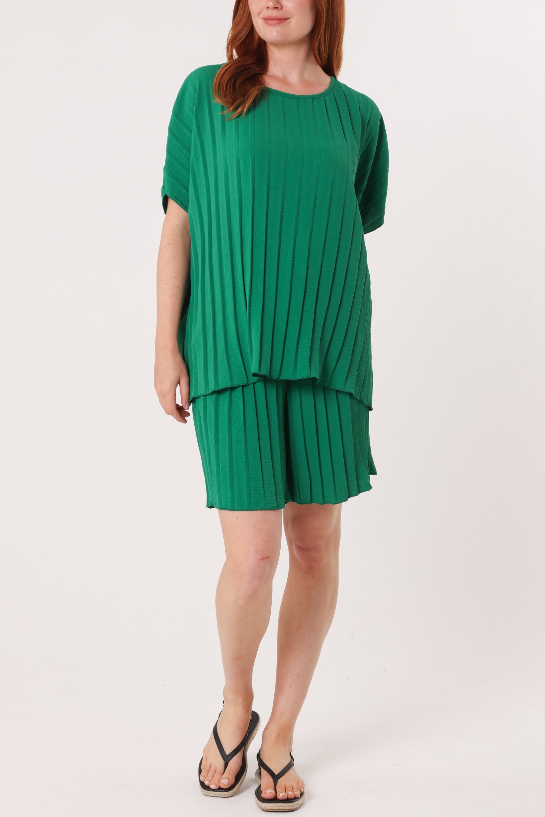 Pleated Top & Bermuda Co-Ord Set
