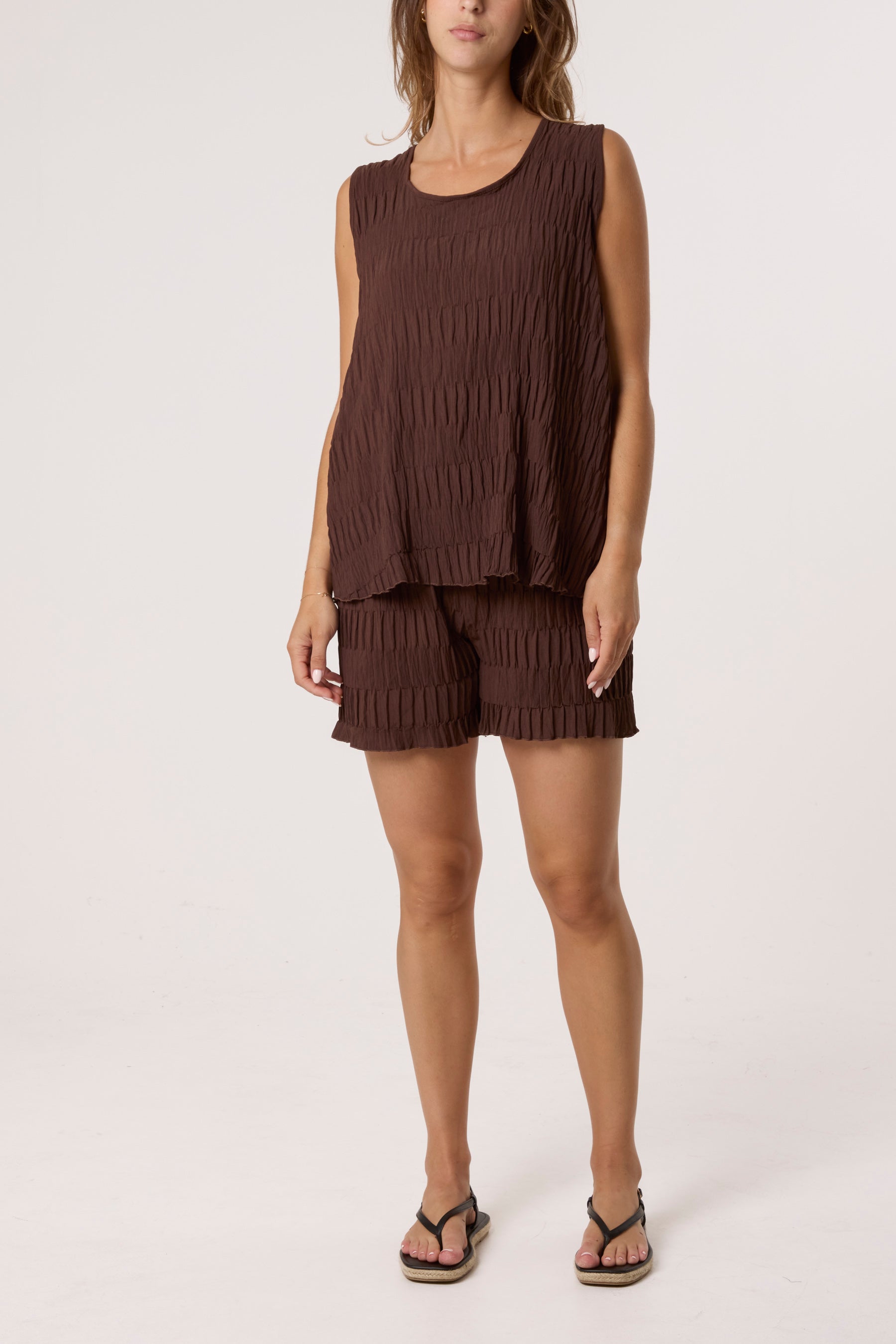 Crinkle Sleeveless Top & Shorts Co-Ord