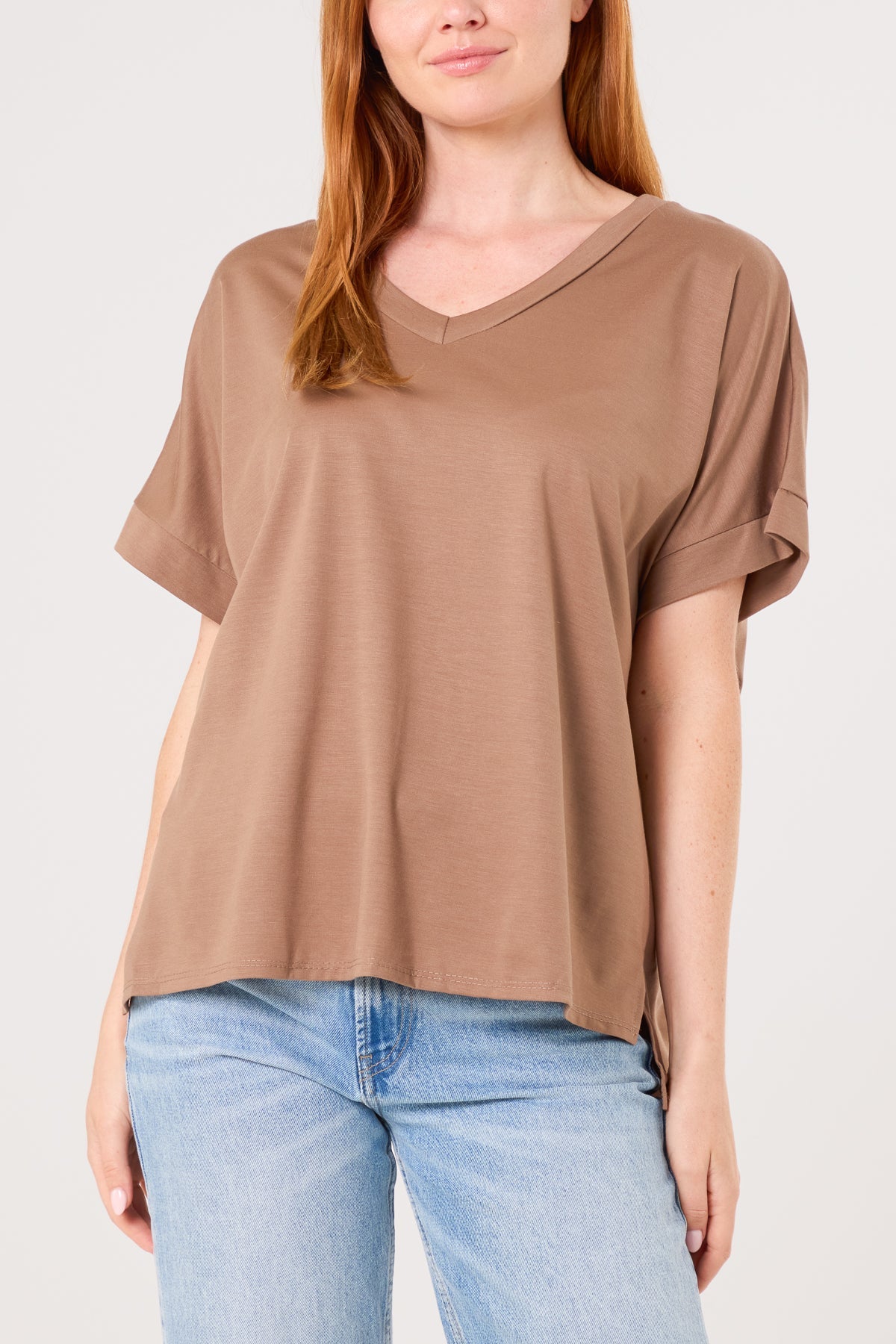 V-Neck Short Sleeve Jersey T-Shirt