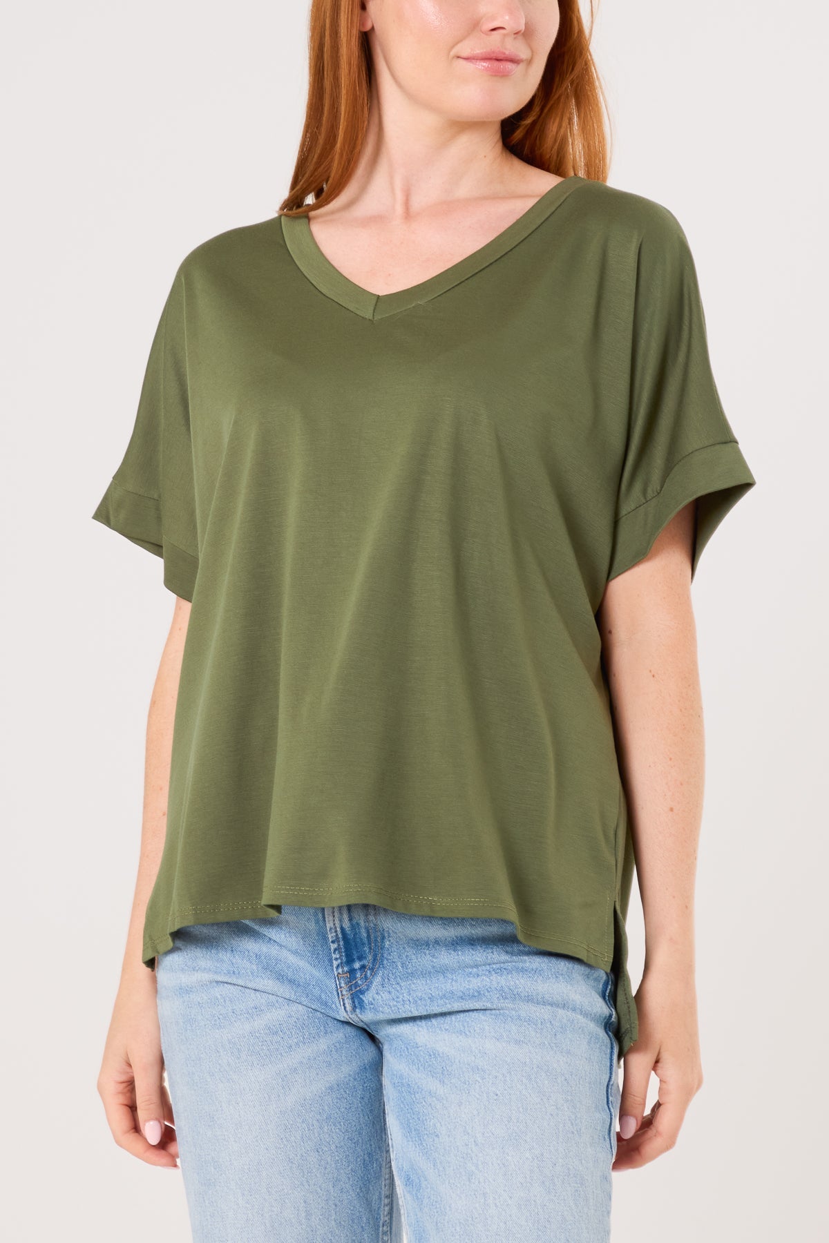 V-Neck Short Sleeve Jersey T-Shirt