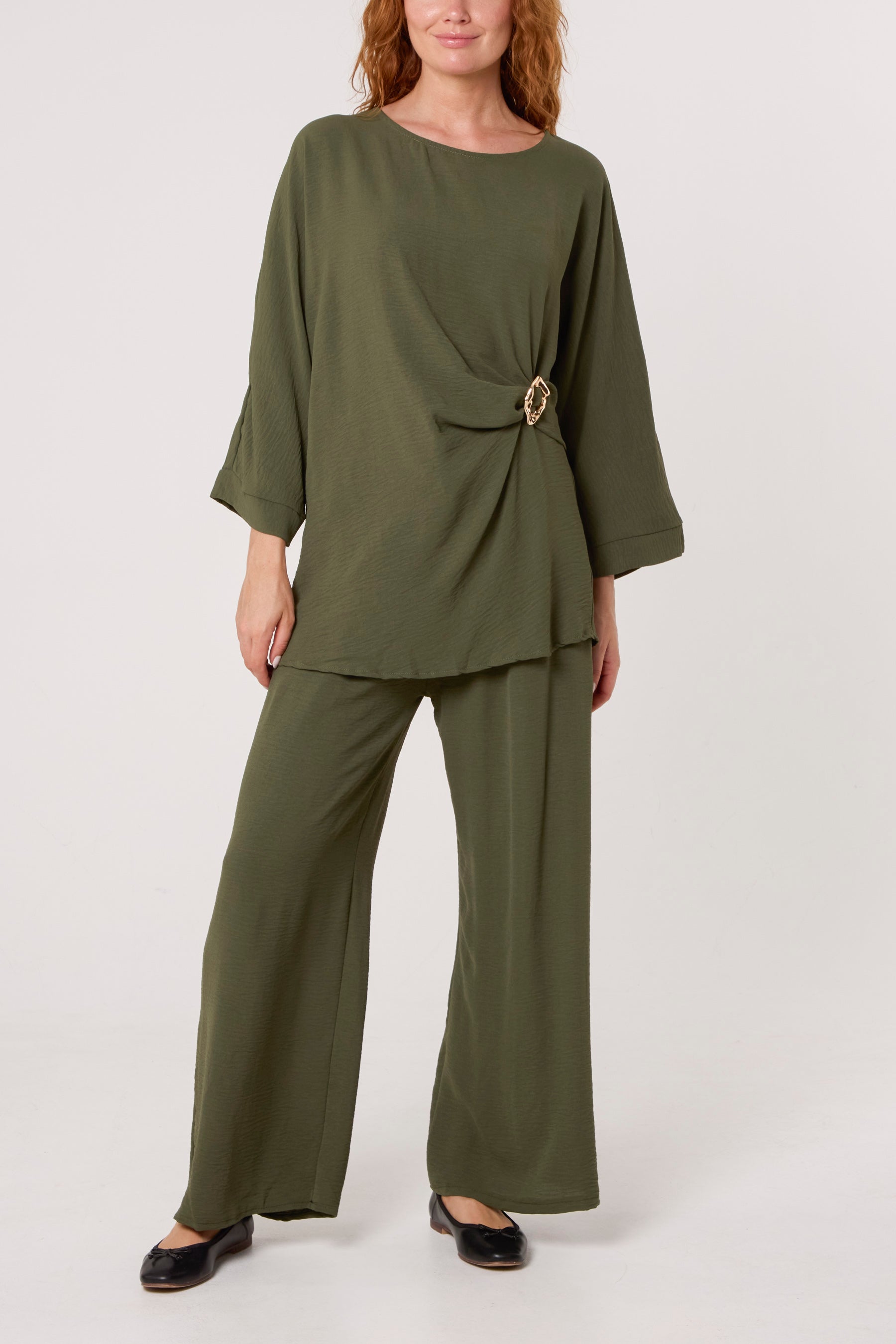 Buckle Detail Top & Trousers Set