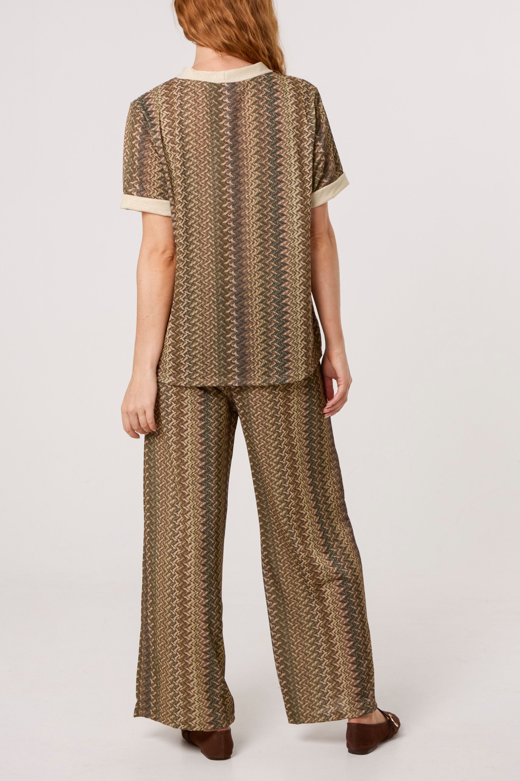 Shimmer Zig Zag Contrast Top & Trousers