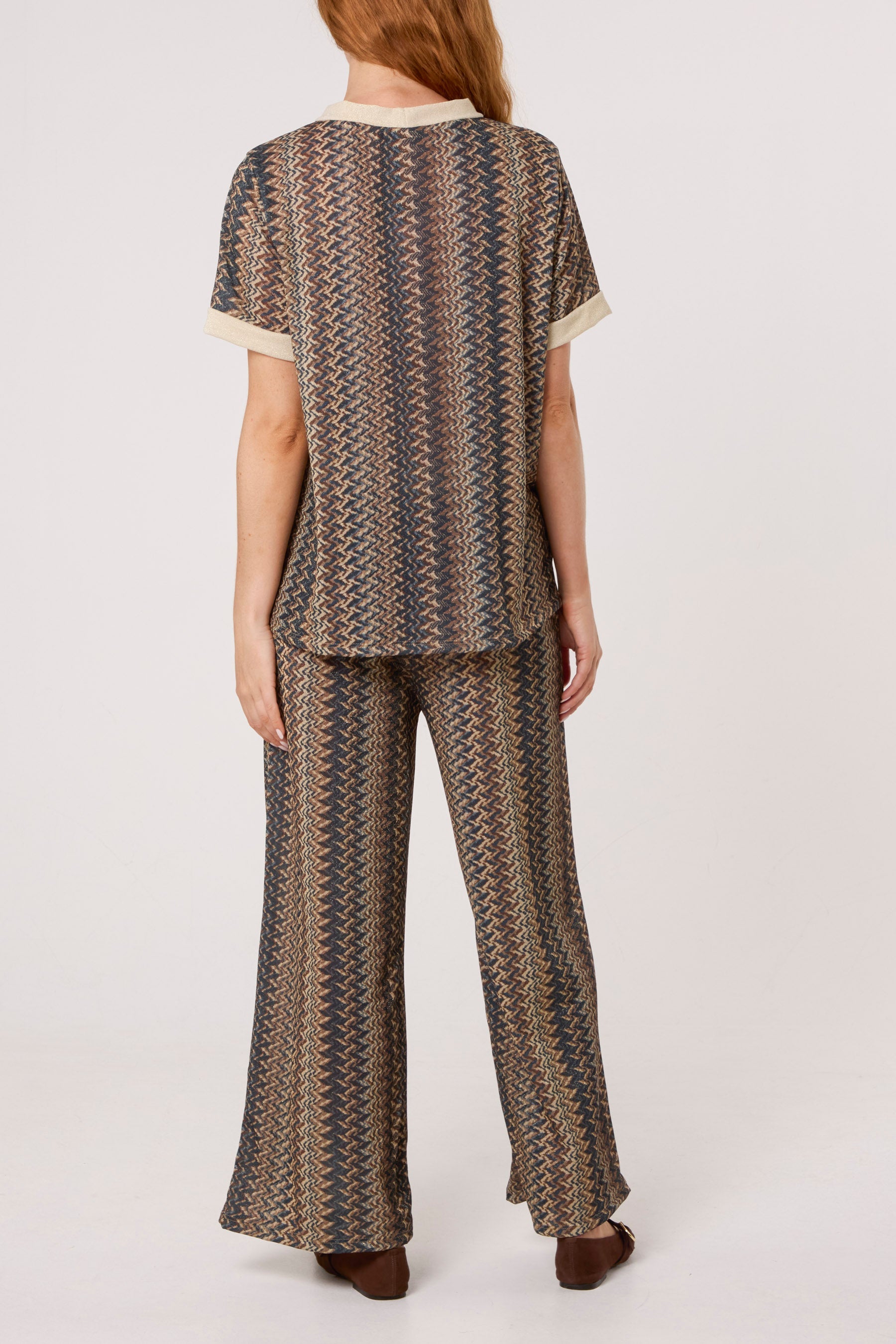 Shimmer Zig Zag Contrast Top & Trousers