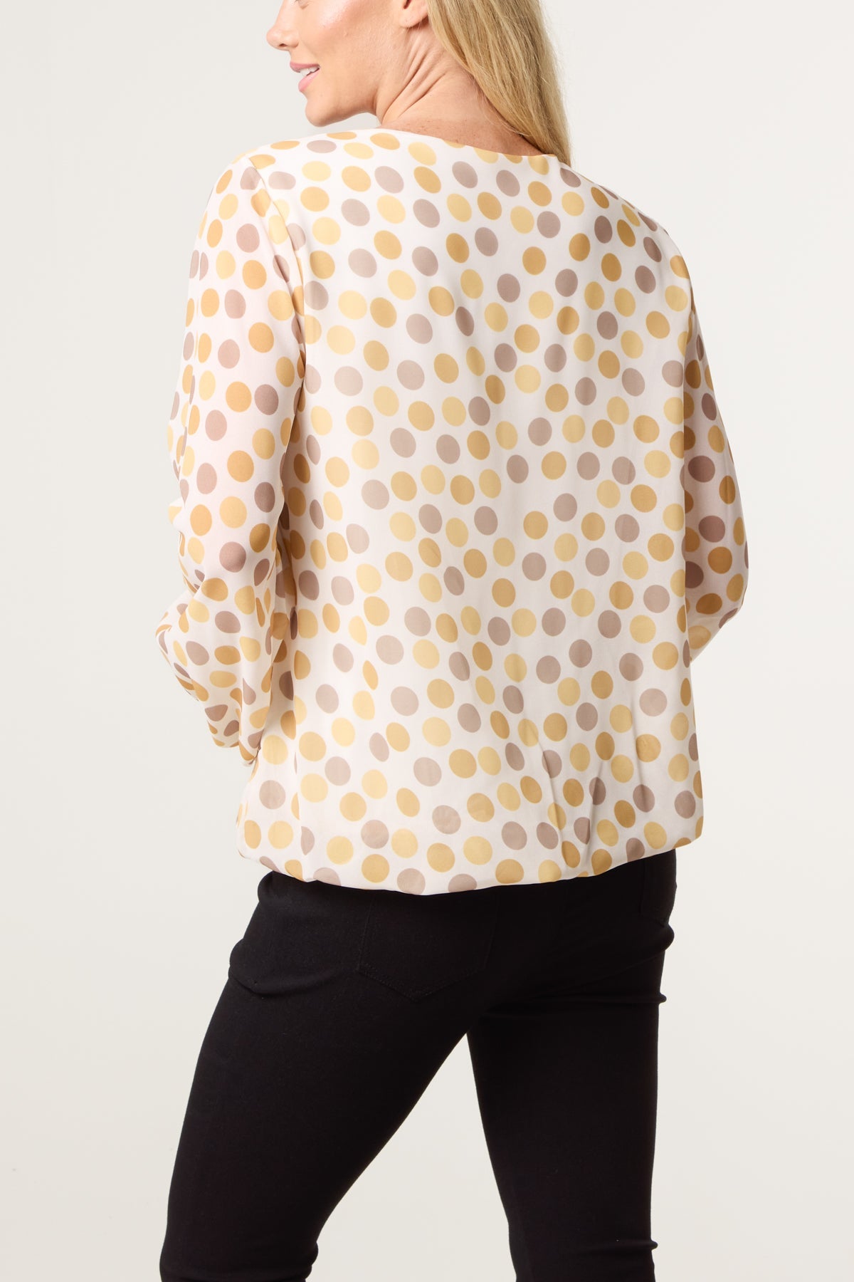 Scoop Neck Polka Dot Blouse