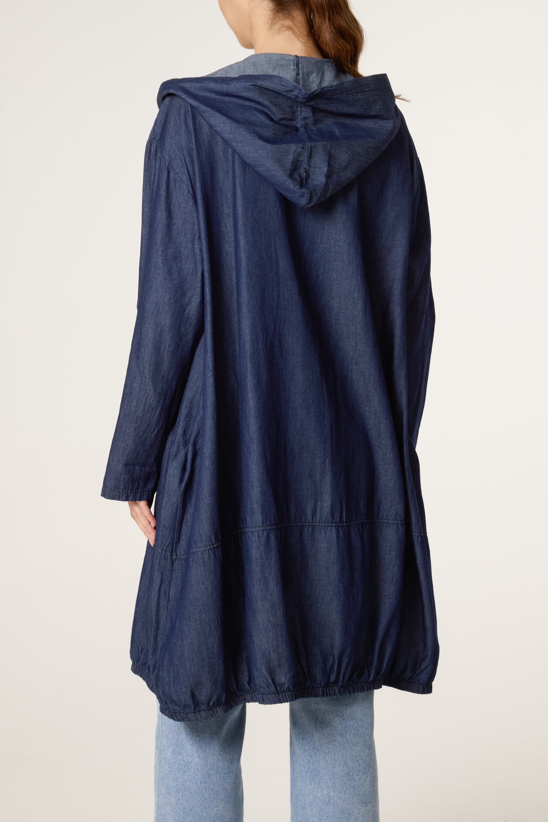 Hooded Zip Up Denim Parka