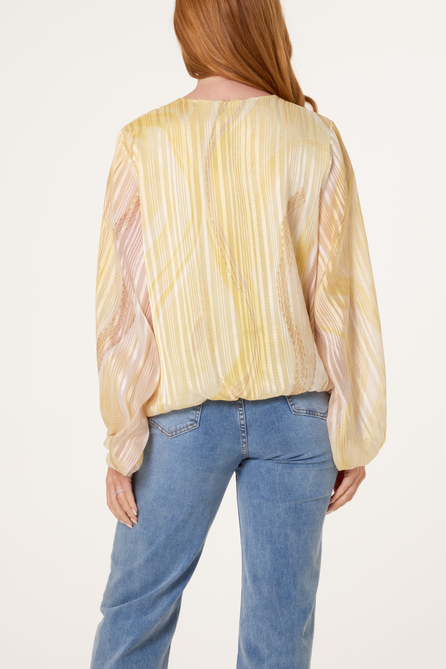 V-Neck Wave Lurex Blouse