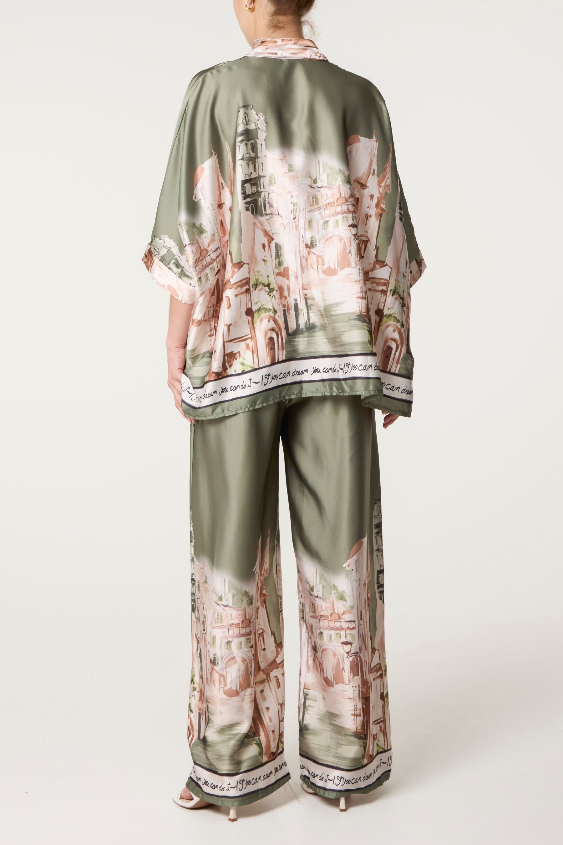 Satin-Like Landscape Print Co-Ord Set