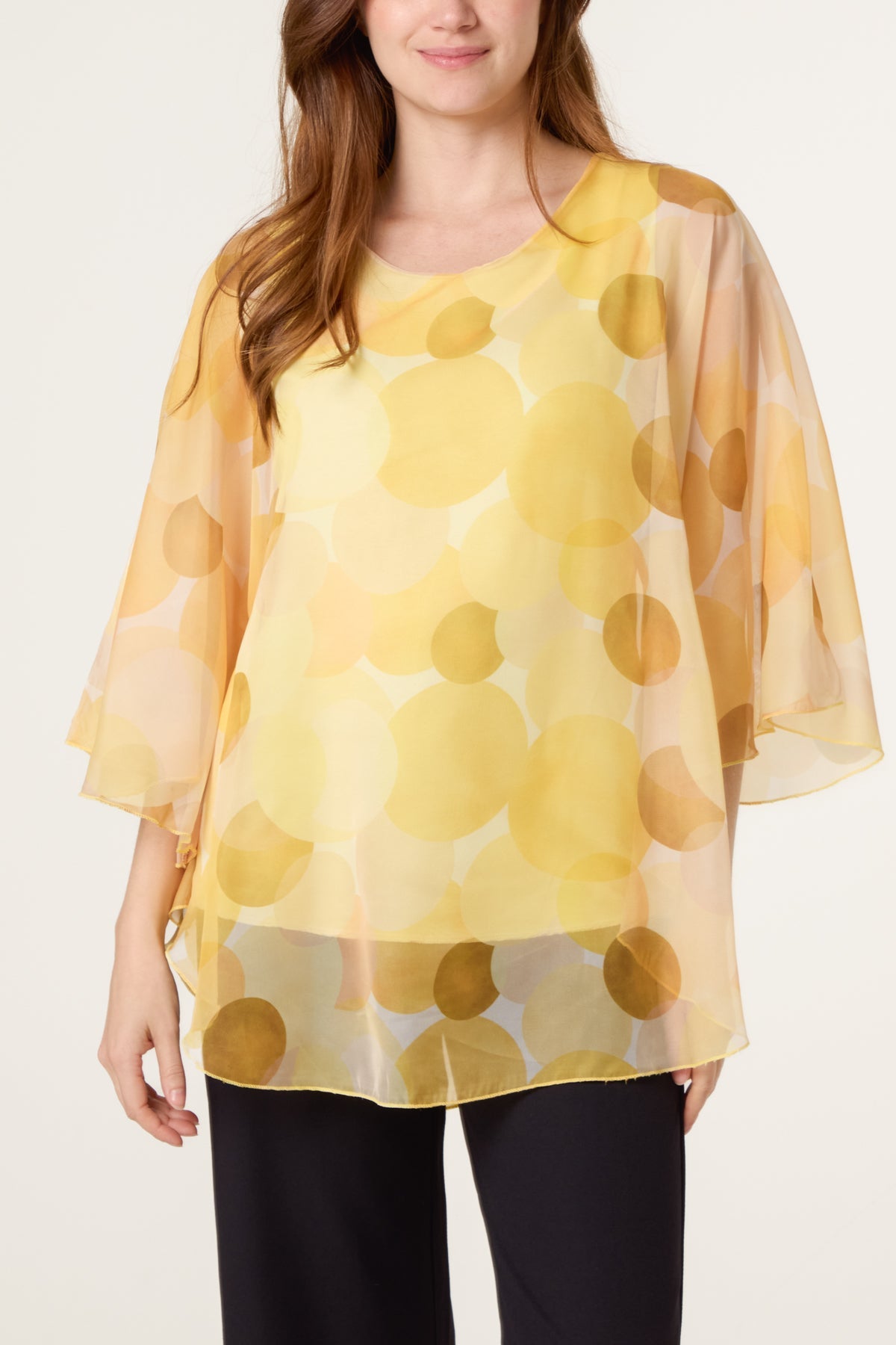Scoop Neck Circles Print Blouse