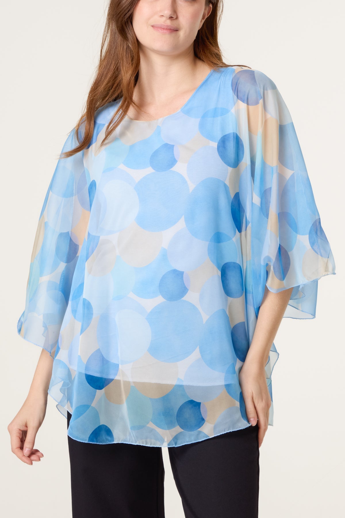 Scoop Neck Circles Print Blouse