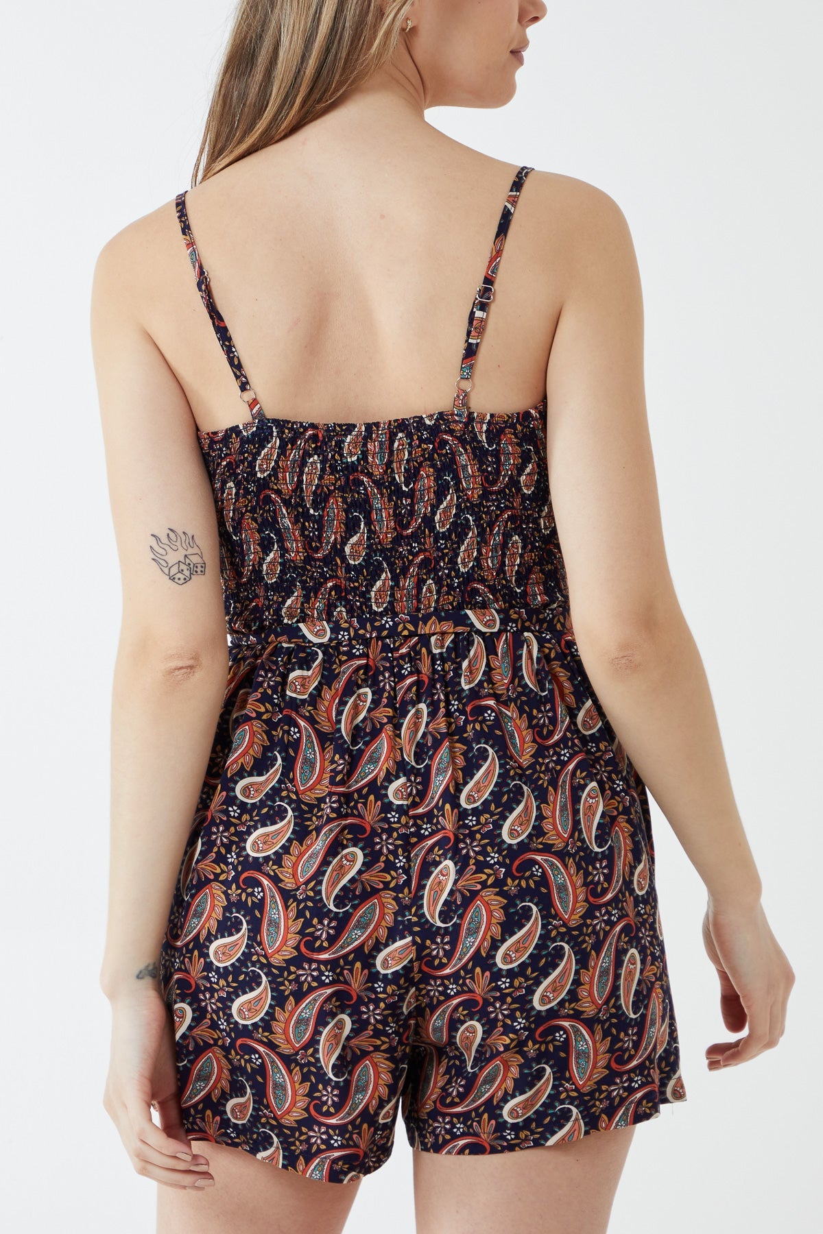 Strappy Paisley Print Playsuit