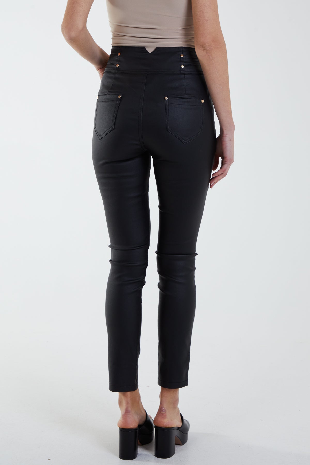 PU Stretch High Waisted Jeans