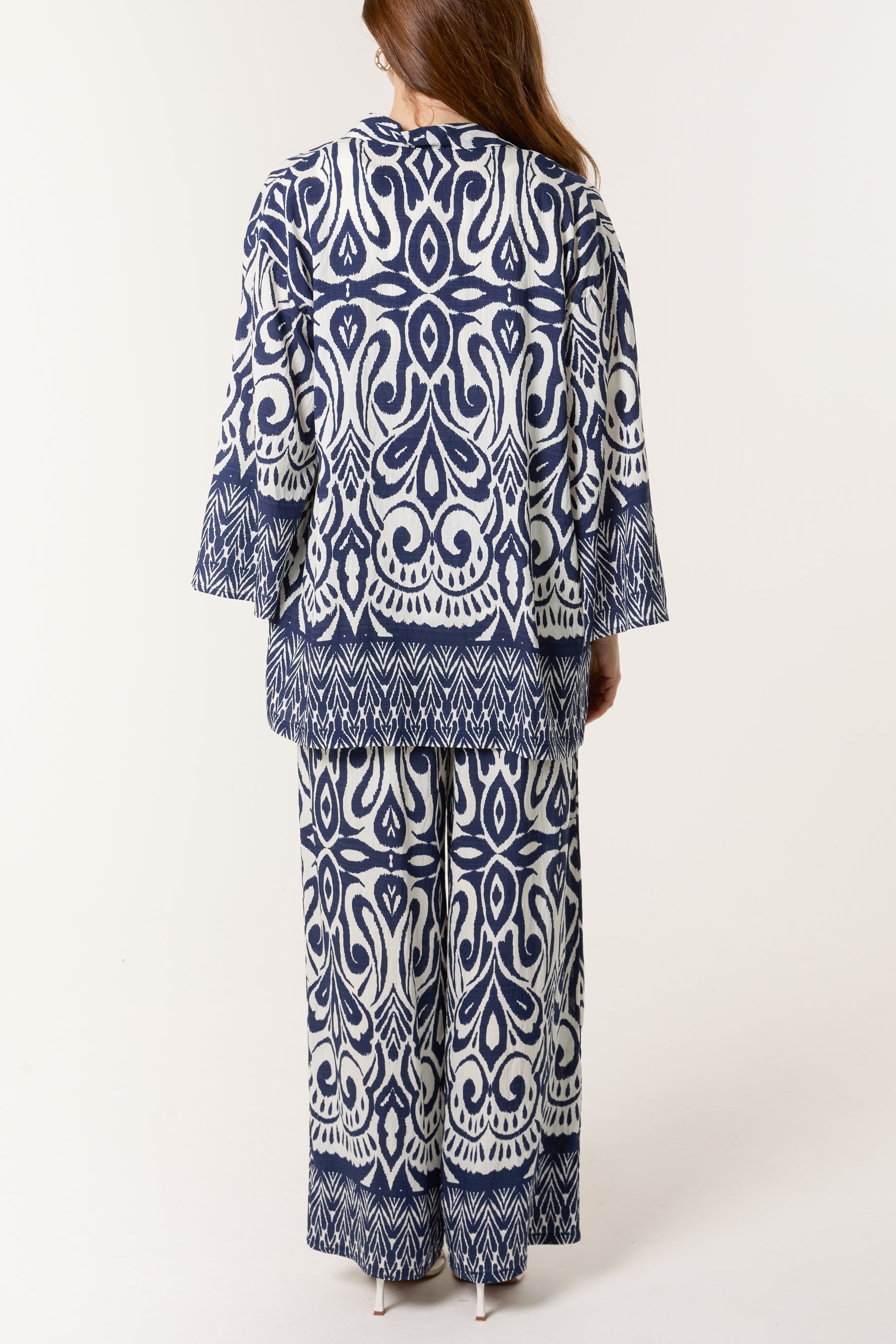 Abstract Print Kimono & Trouser Set