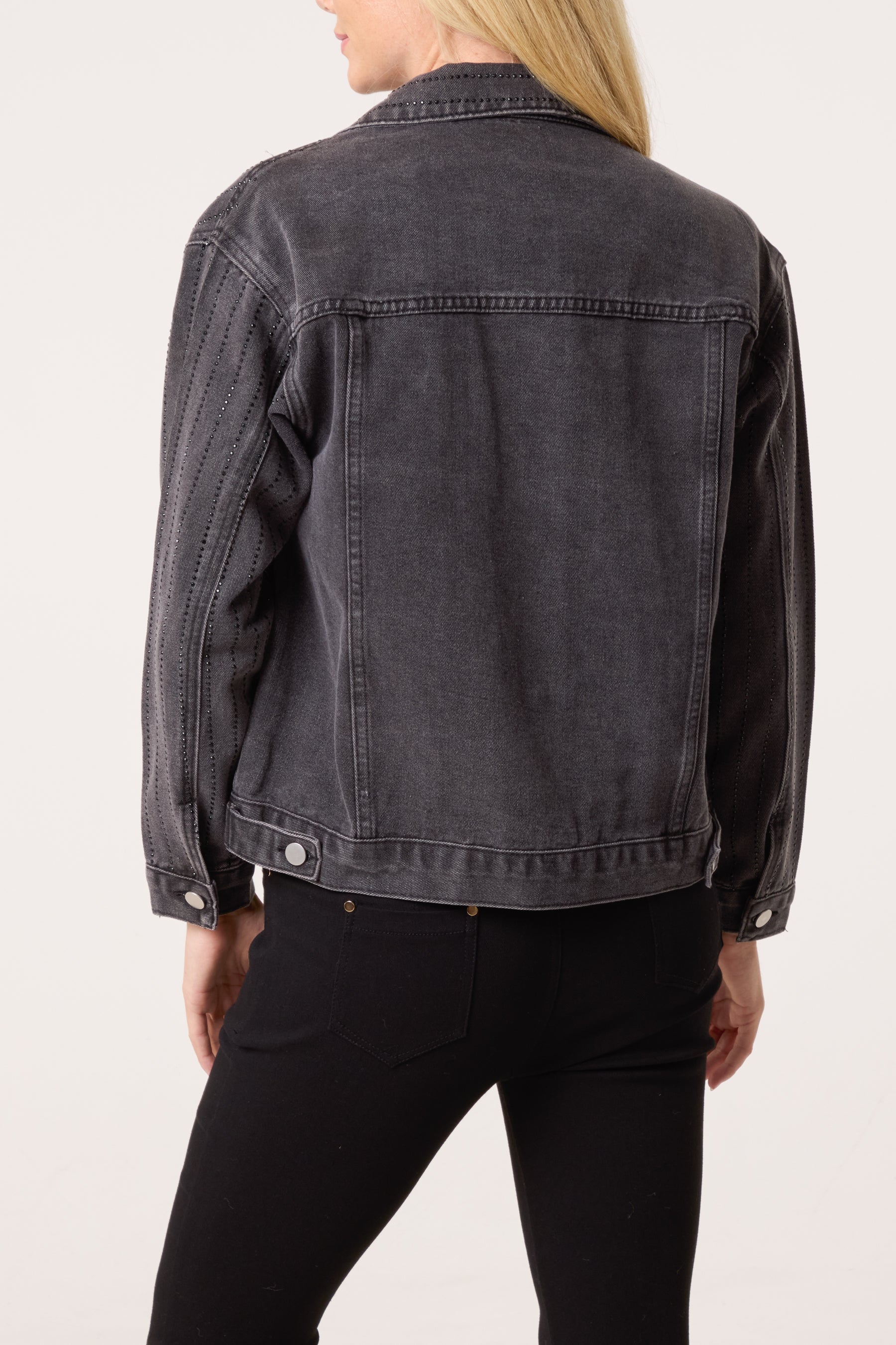 Diamante Striped Denim Jacket