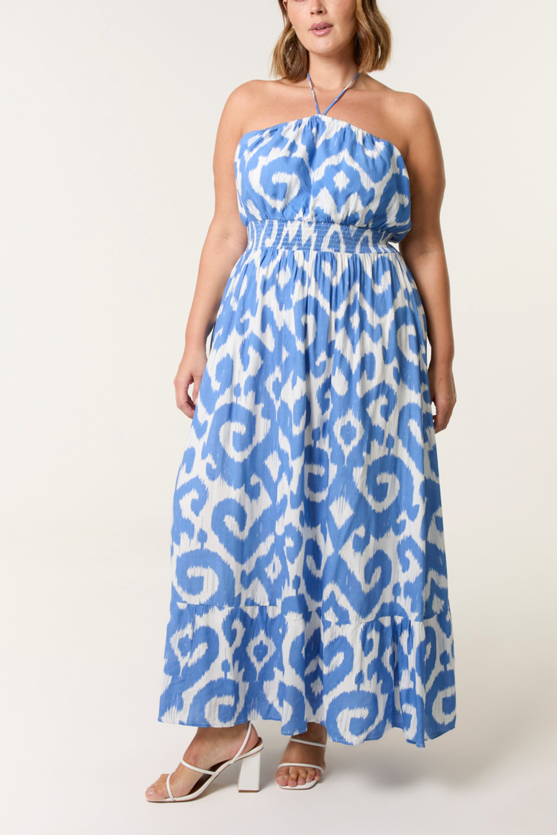 Curve Bandeau Shirred Waist Maxi Dress