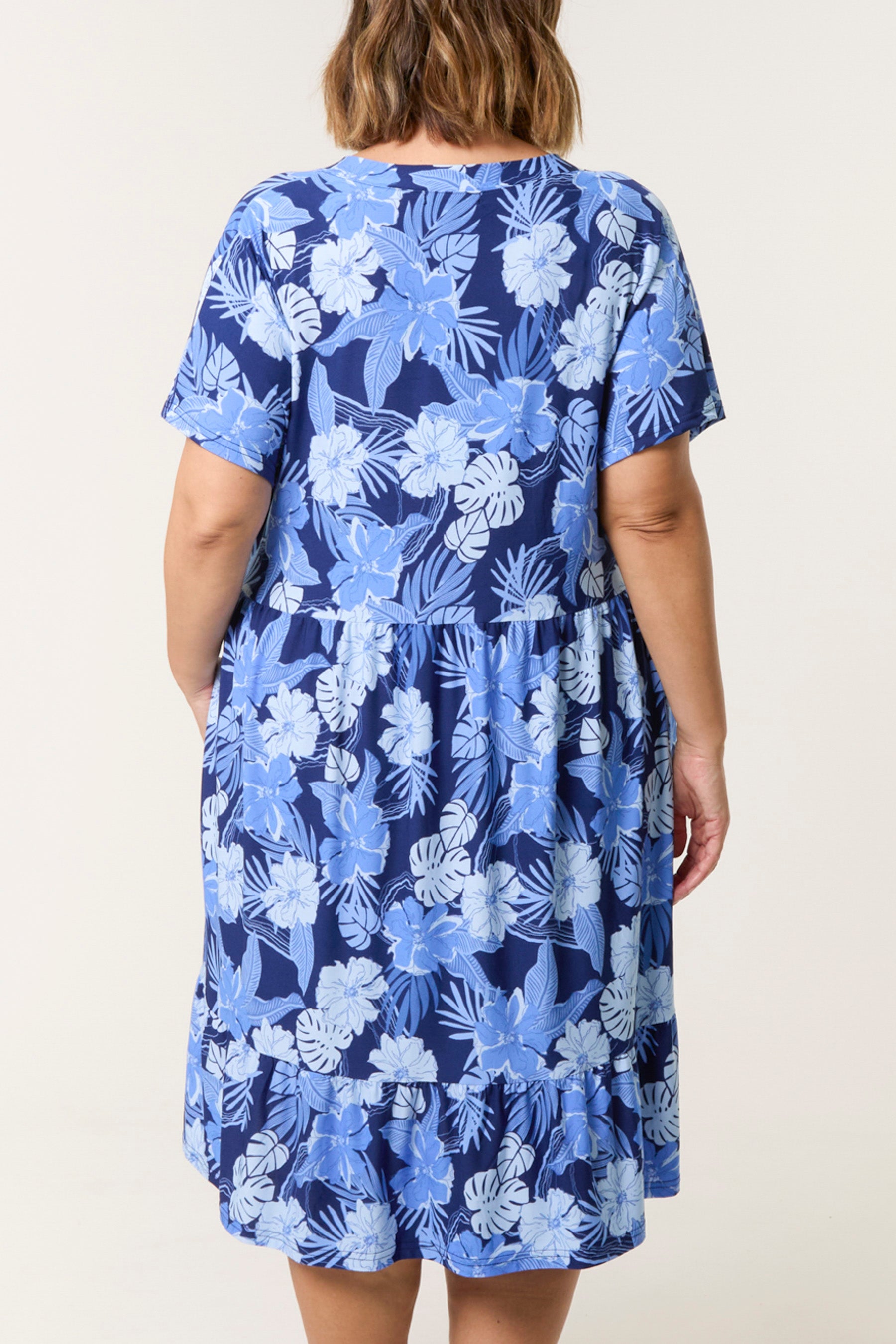 Curve Floral V-Neck Smock Dress