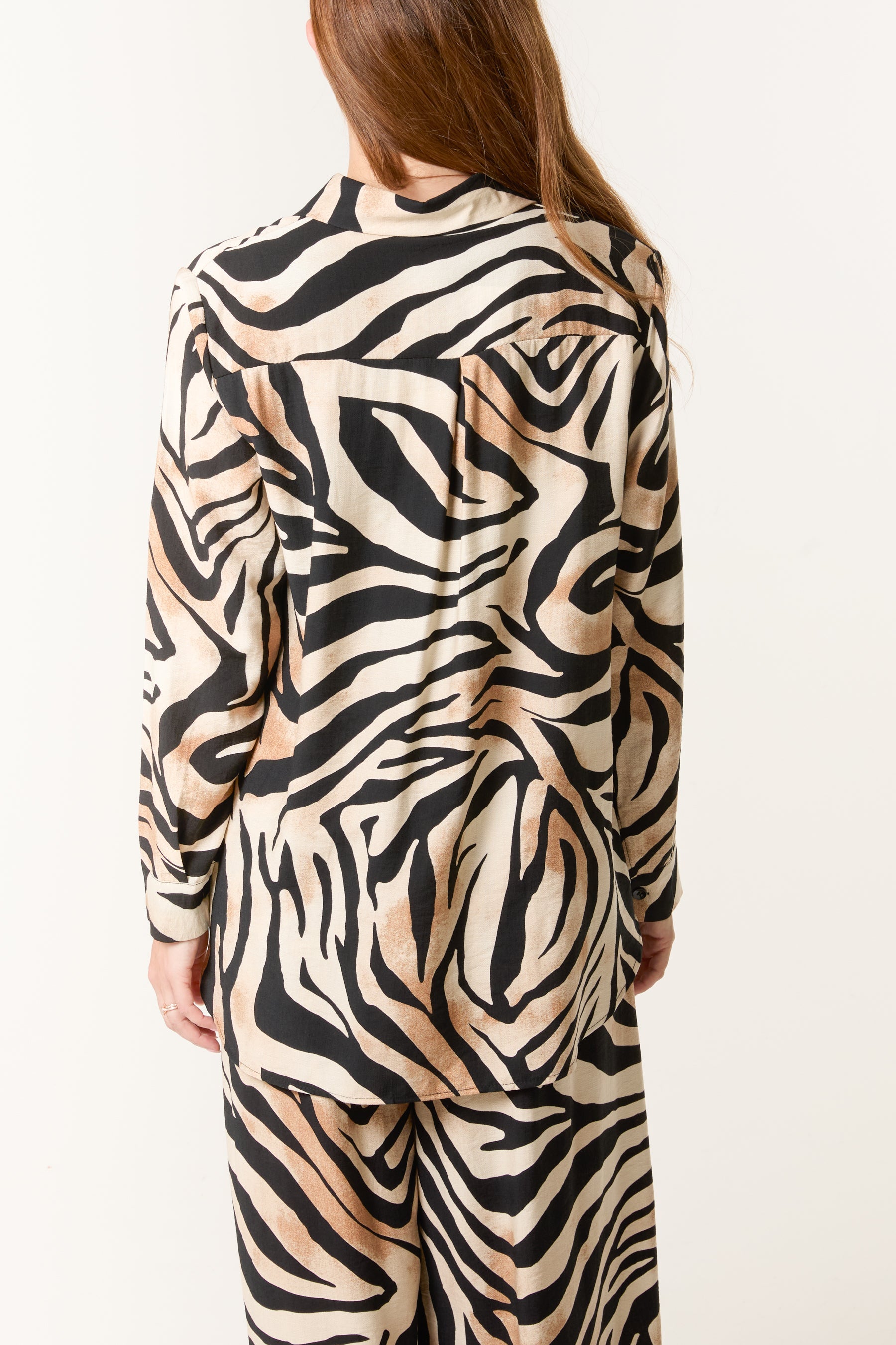 Relaxed Zebra Print Long Sleeve Shirt