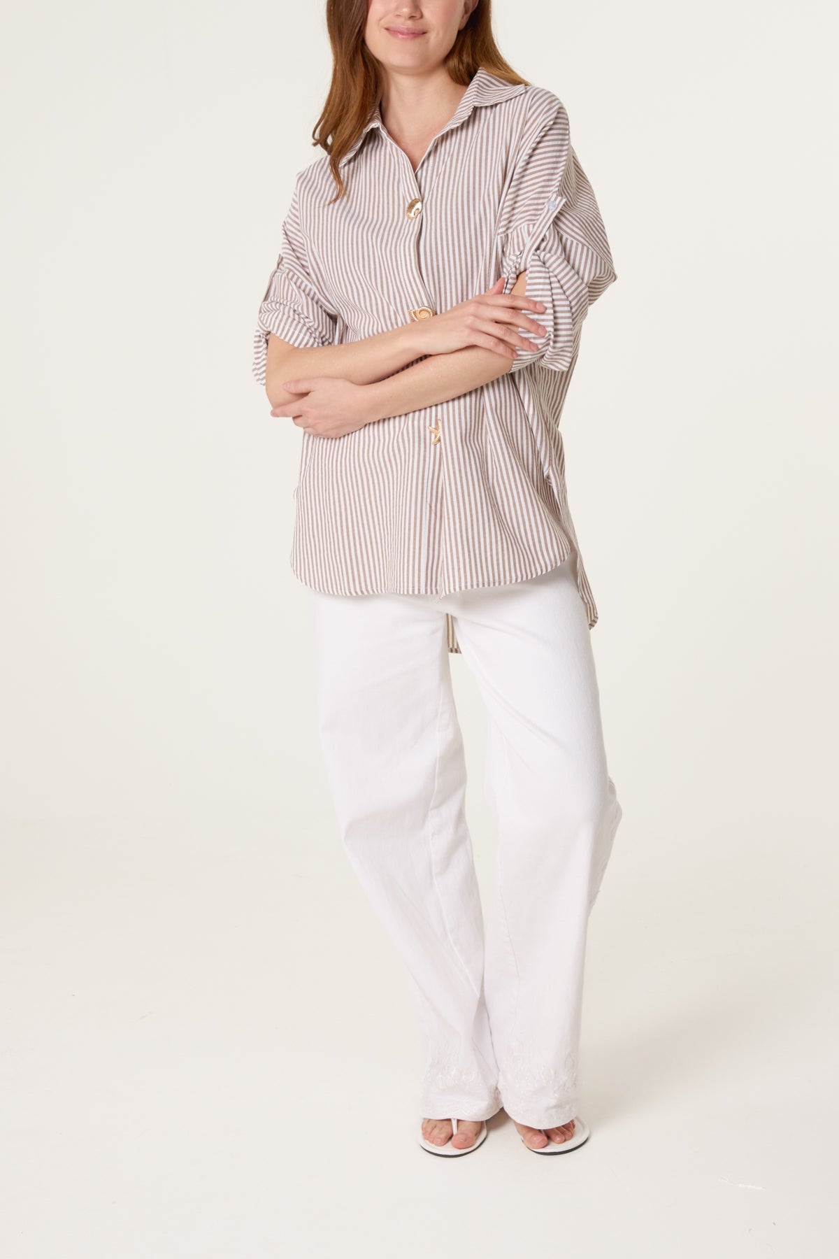 Gold Sea Buttons Striped Shirt