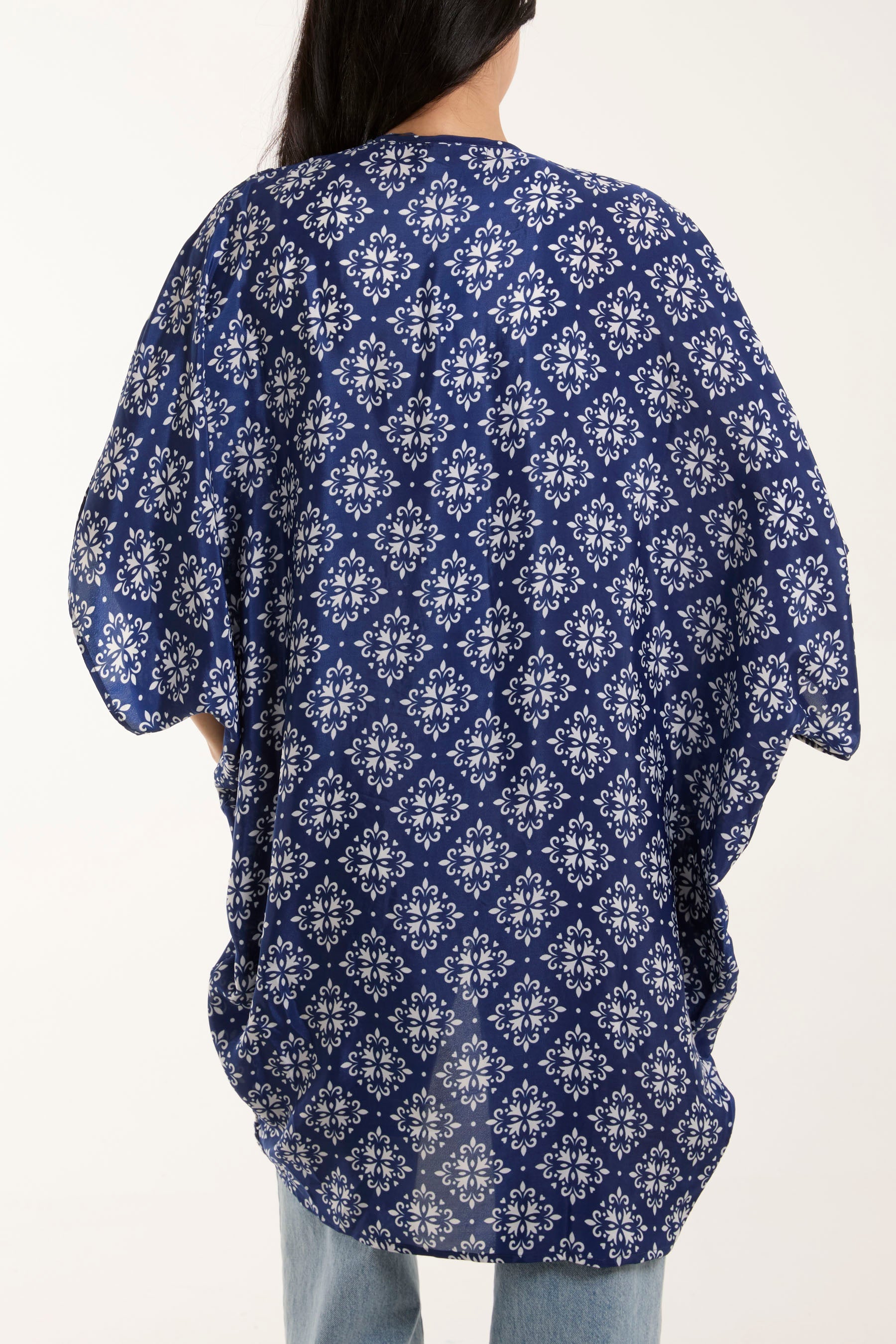 Cocoon Embellished Print Art Silk Kimono