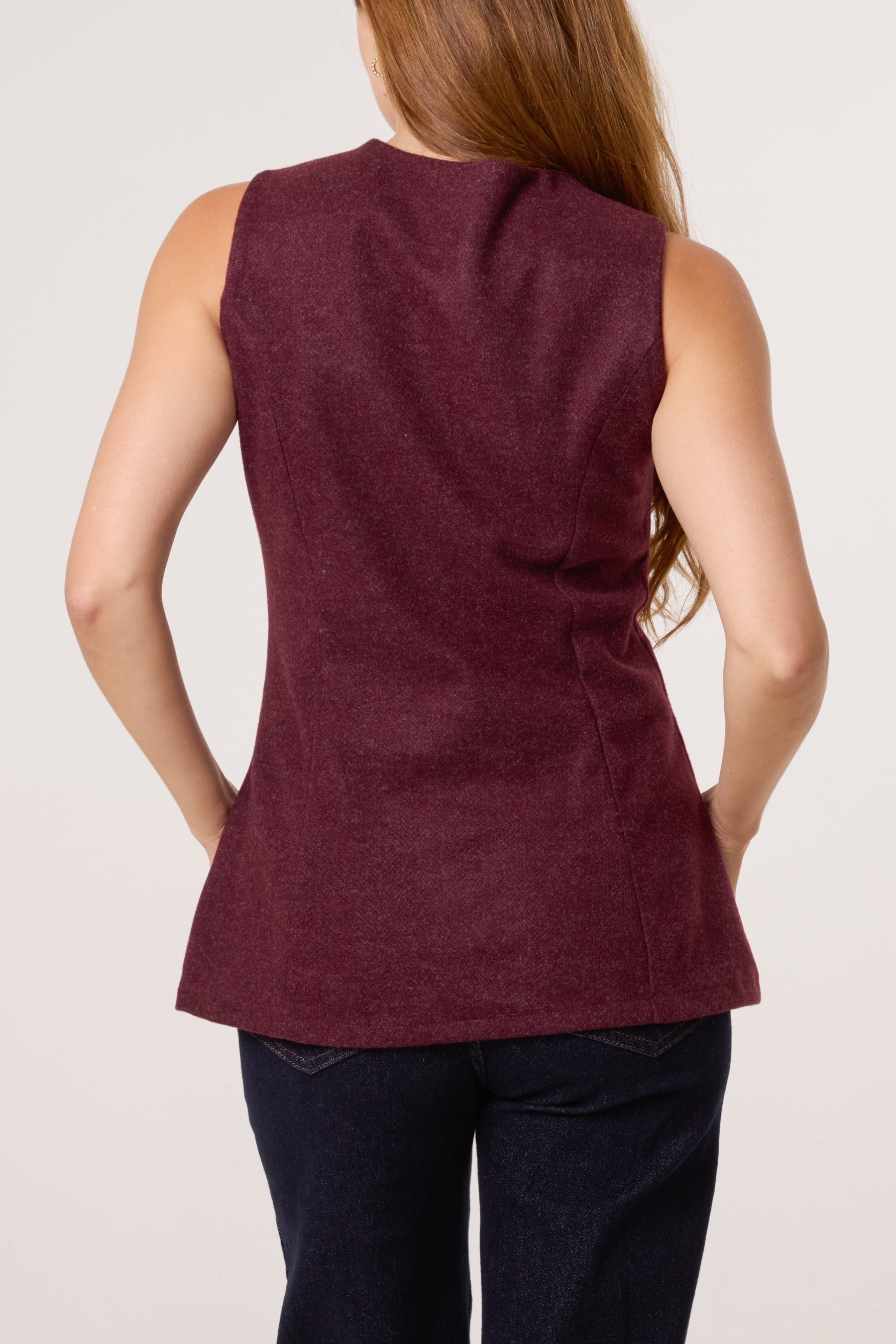 Gold Button Wool-Like Waistcoat